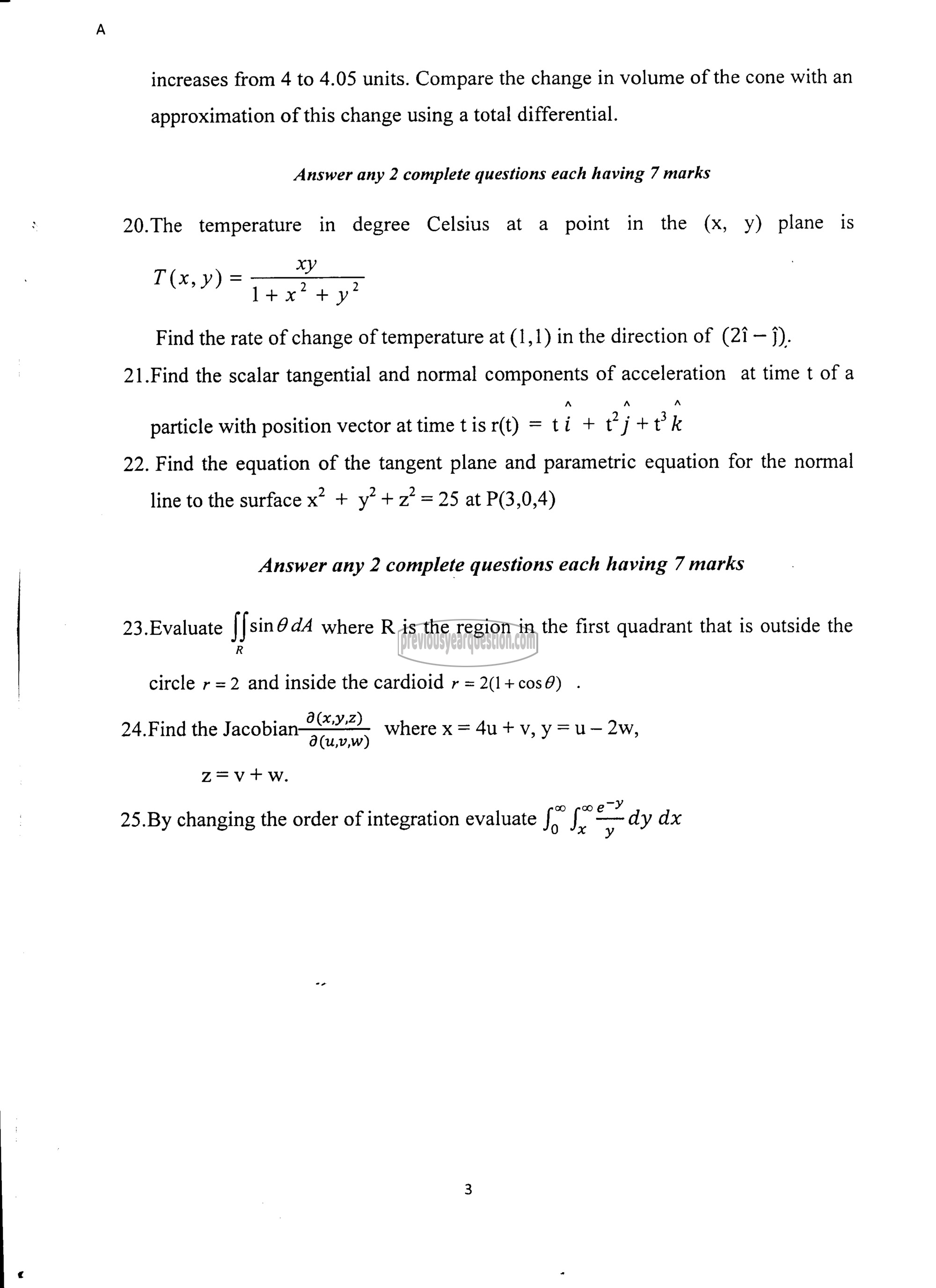 Question Paper - CALCULUS-3