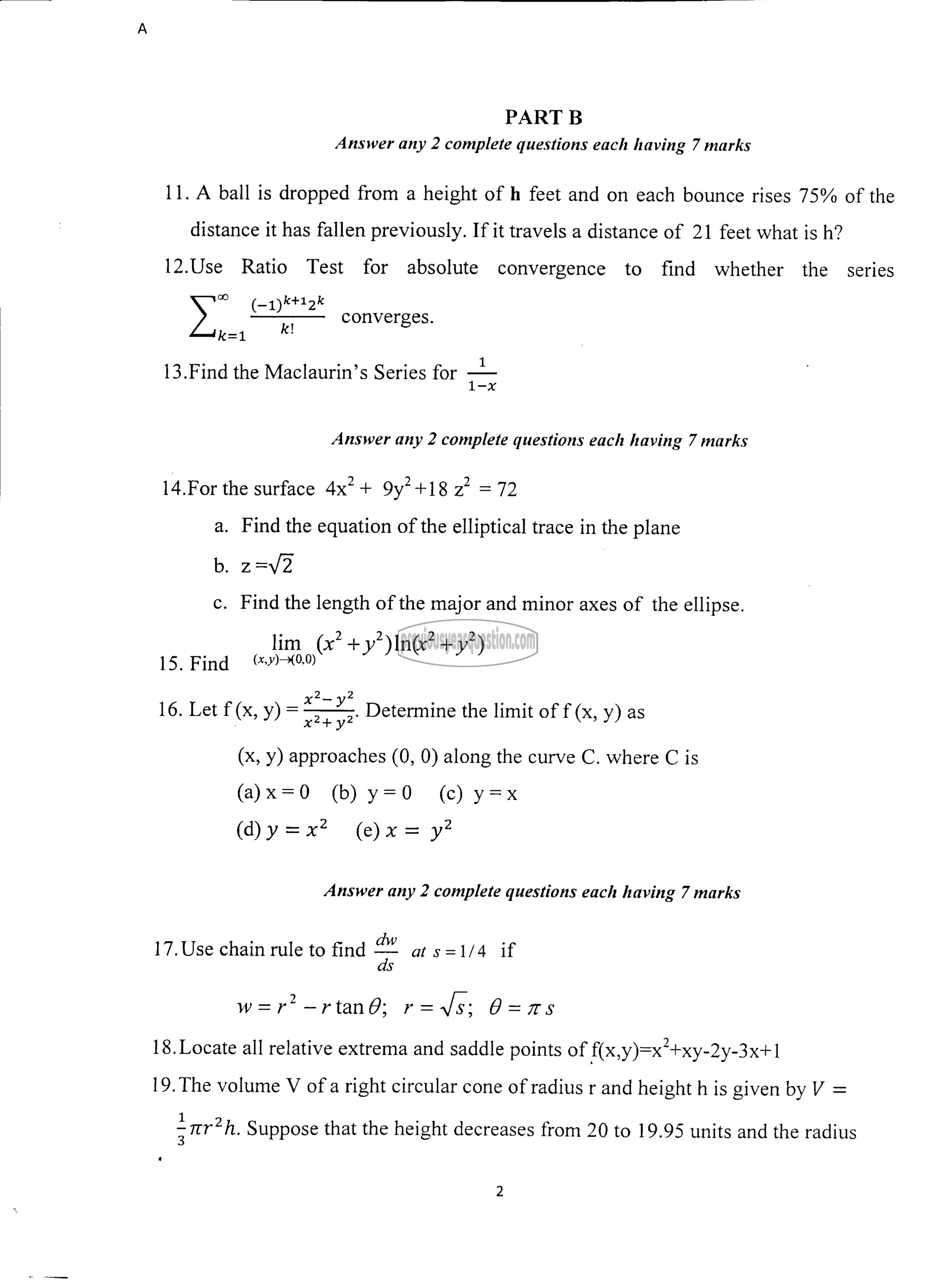 Question Paper - CALCULUS-2