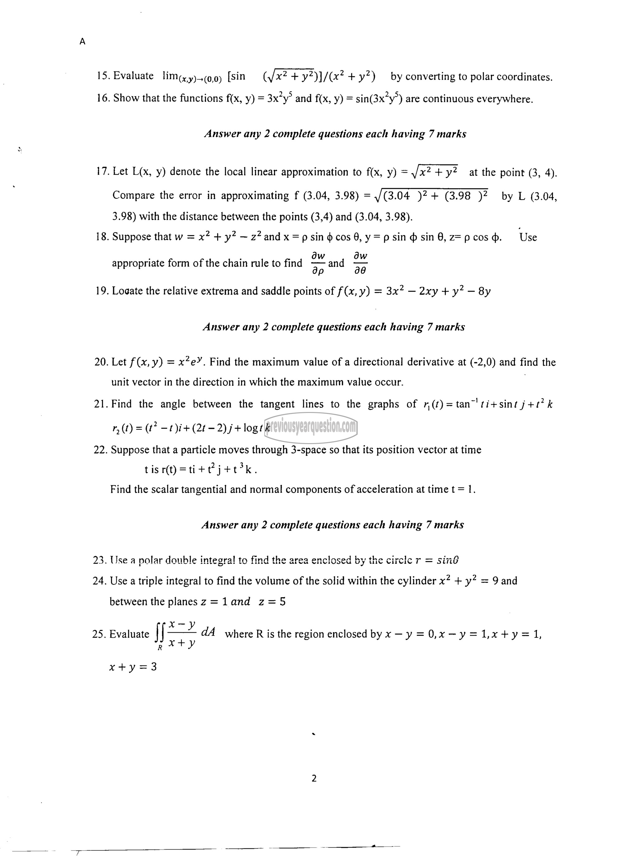 Question Paper - CALCULUS-2