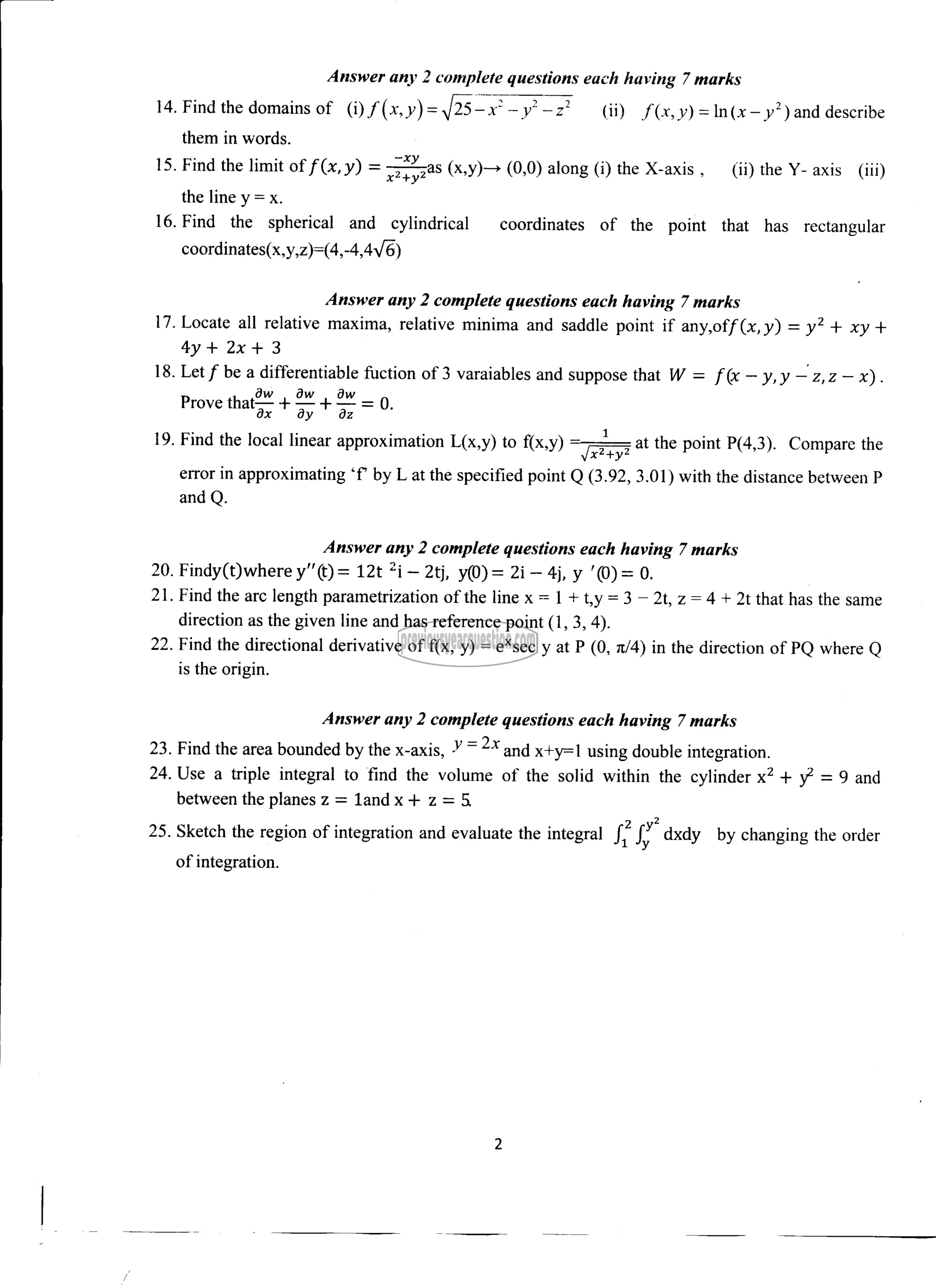 Question Paper - CALCULUS-2