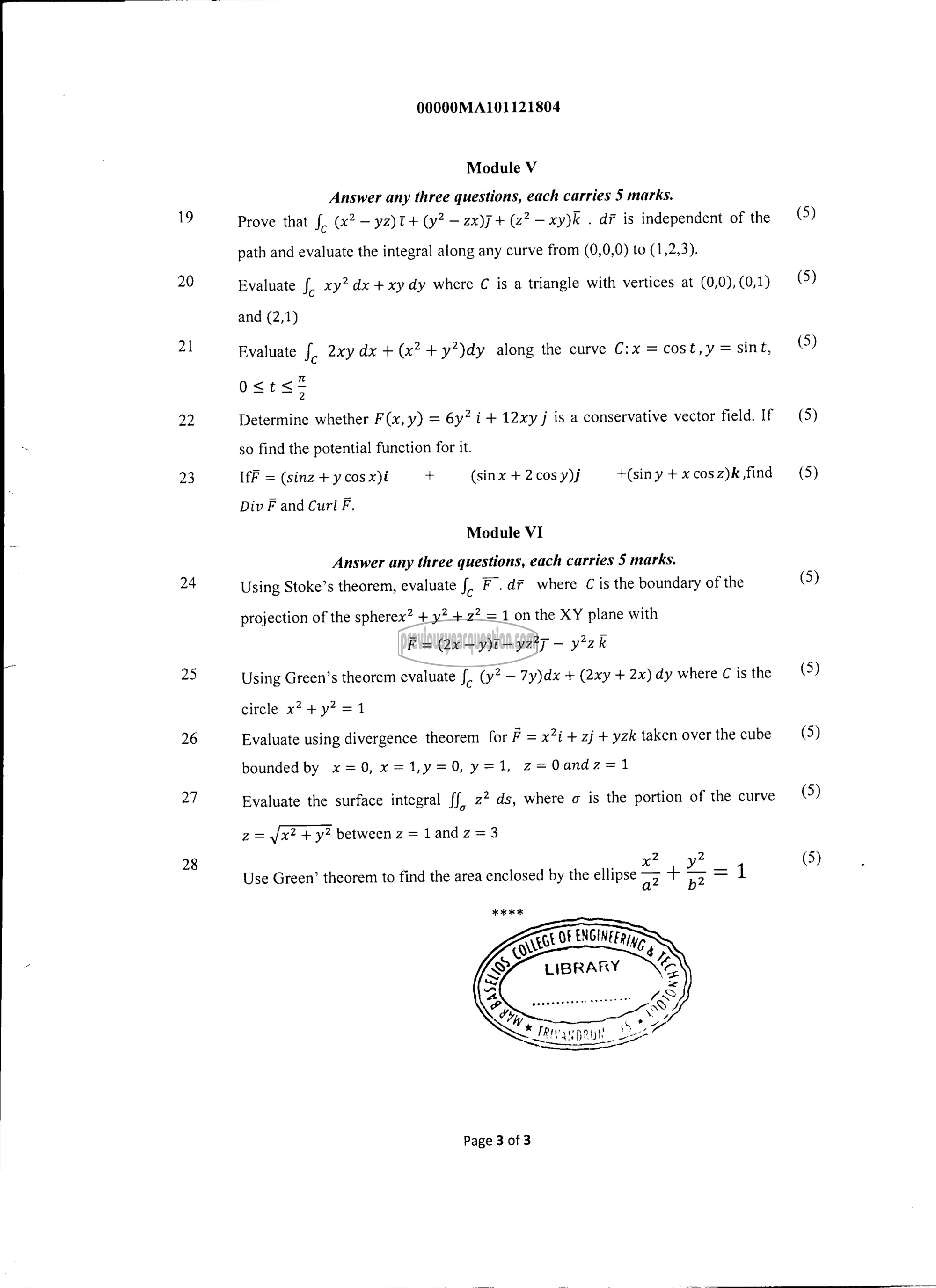 Question Paper - CALCULUS-3