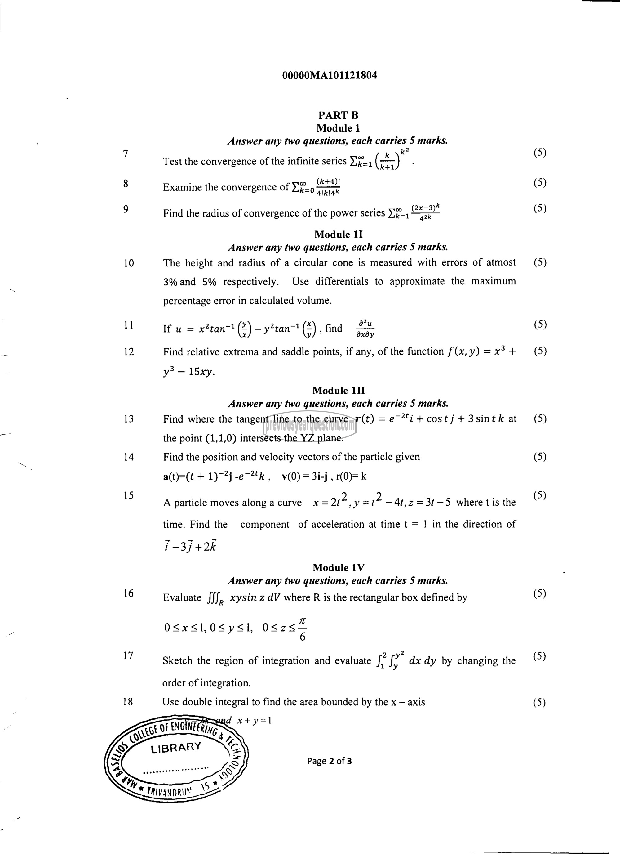 Question Paper - CALCULUS-2