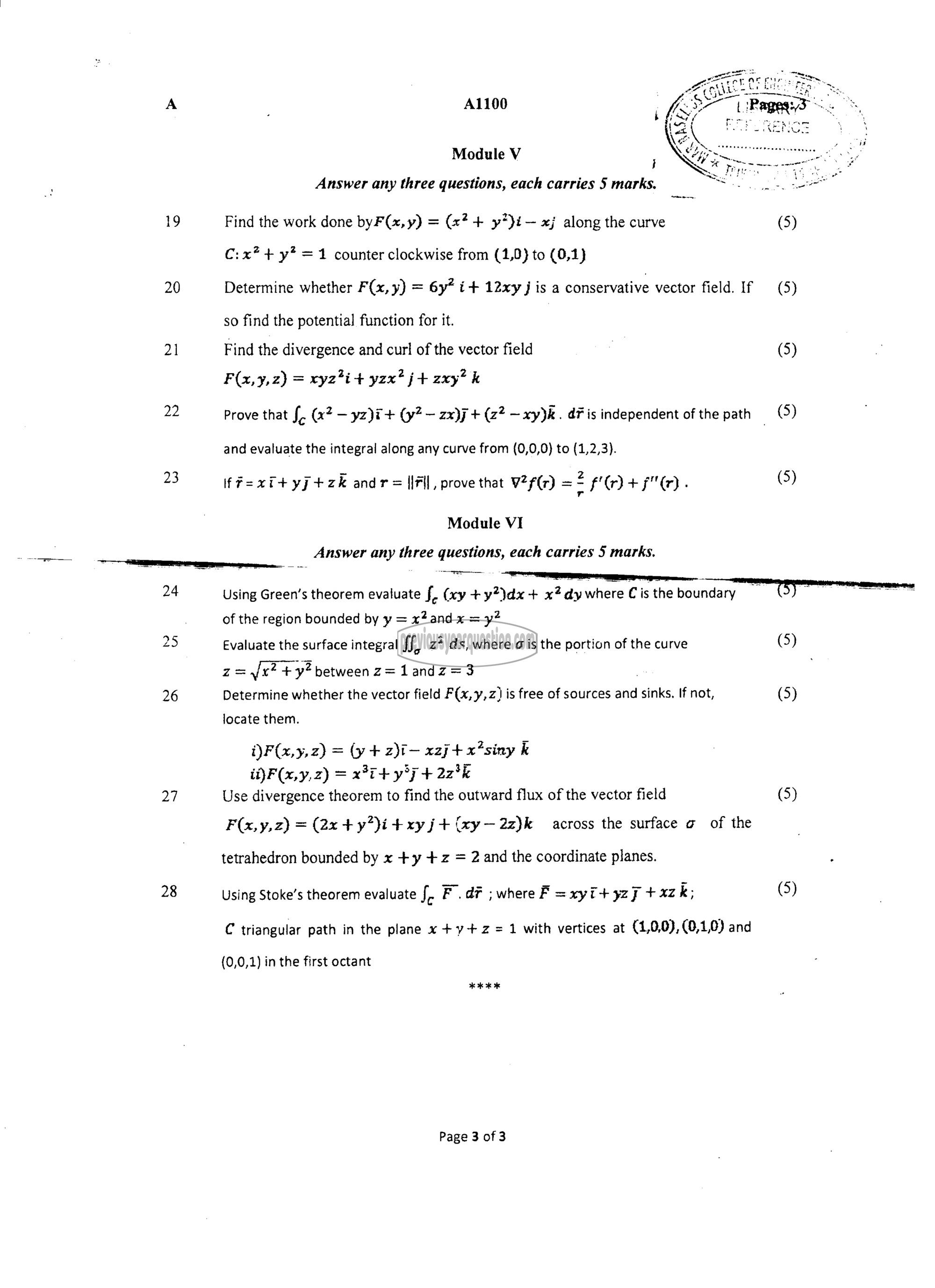 Question Paper - CALCULUS-3