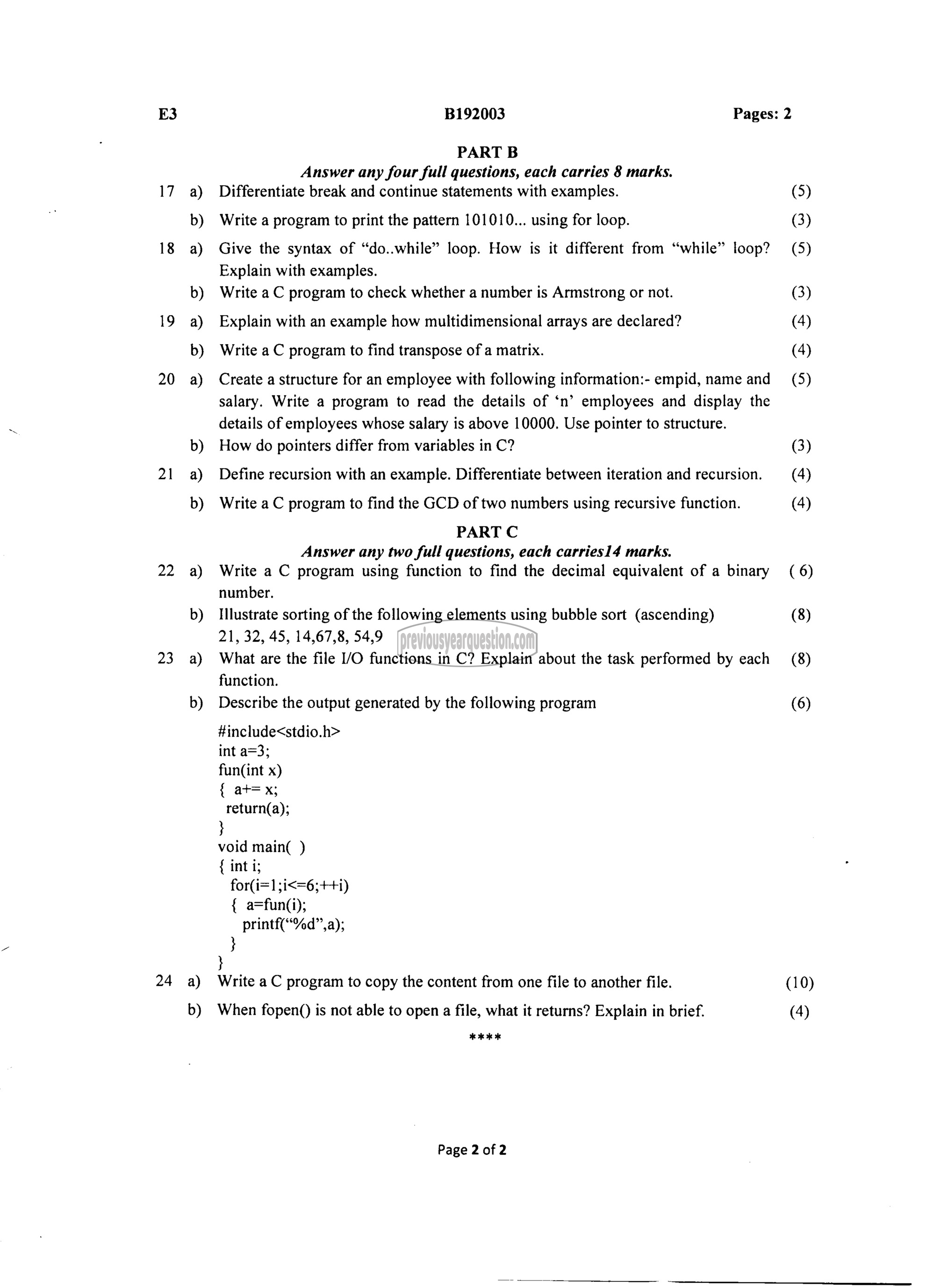 Question Paper - Computer Programming-2