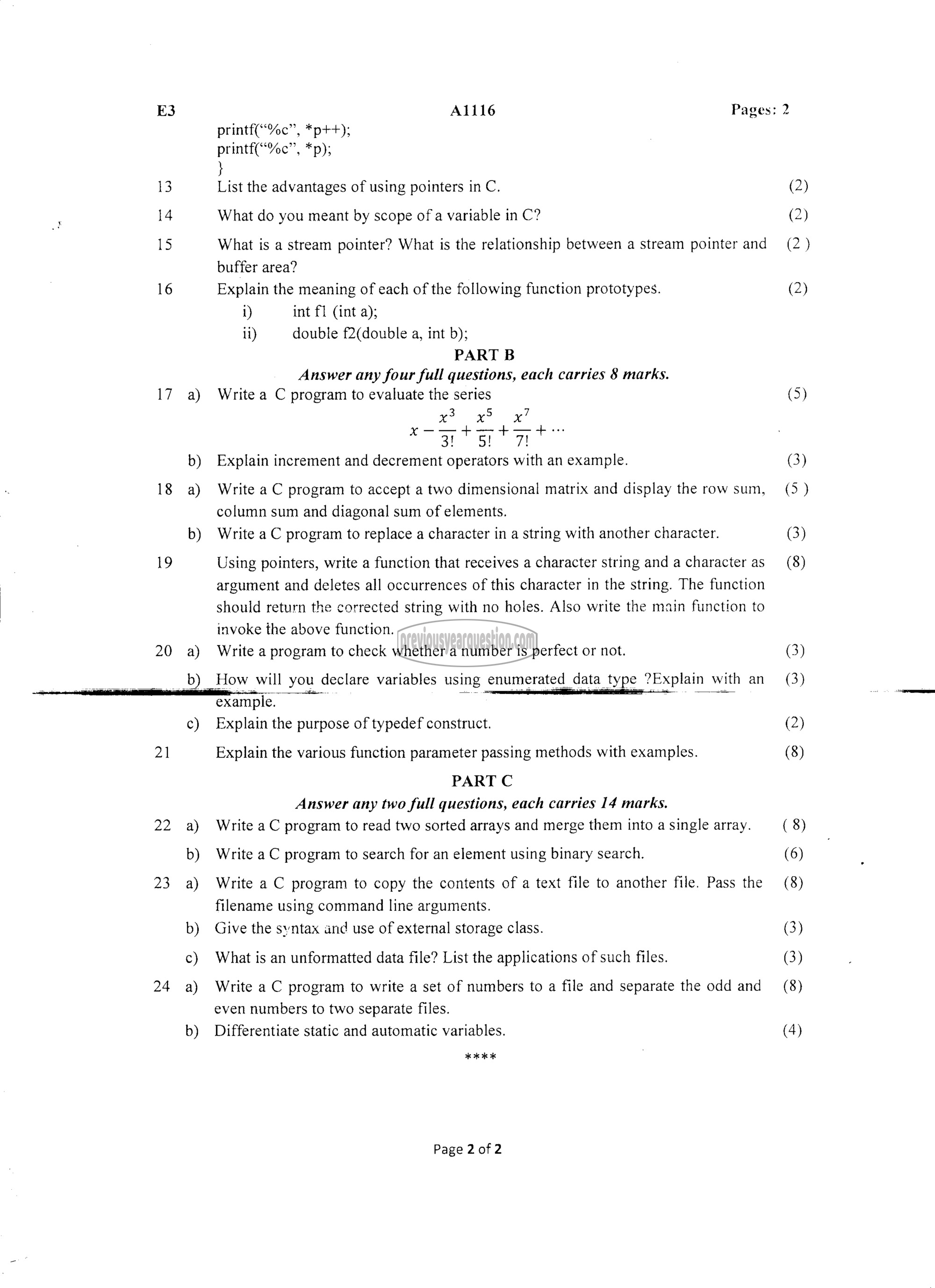 Question Paper - Computer Programming-2