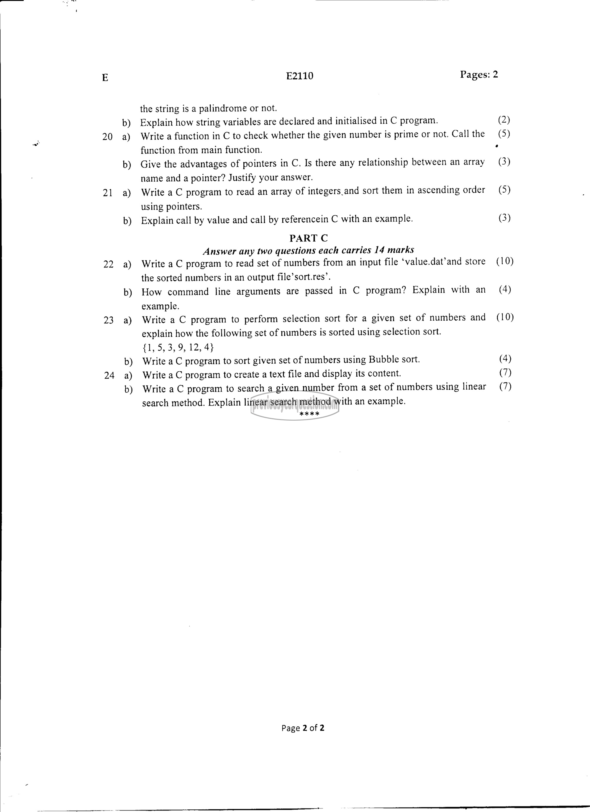 Question Paper - Computer Programming-2