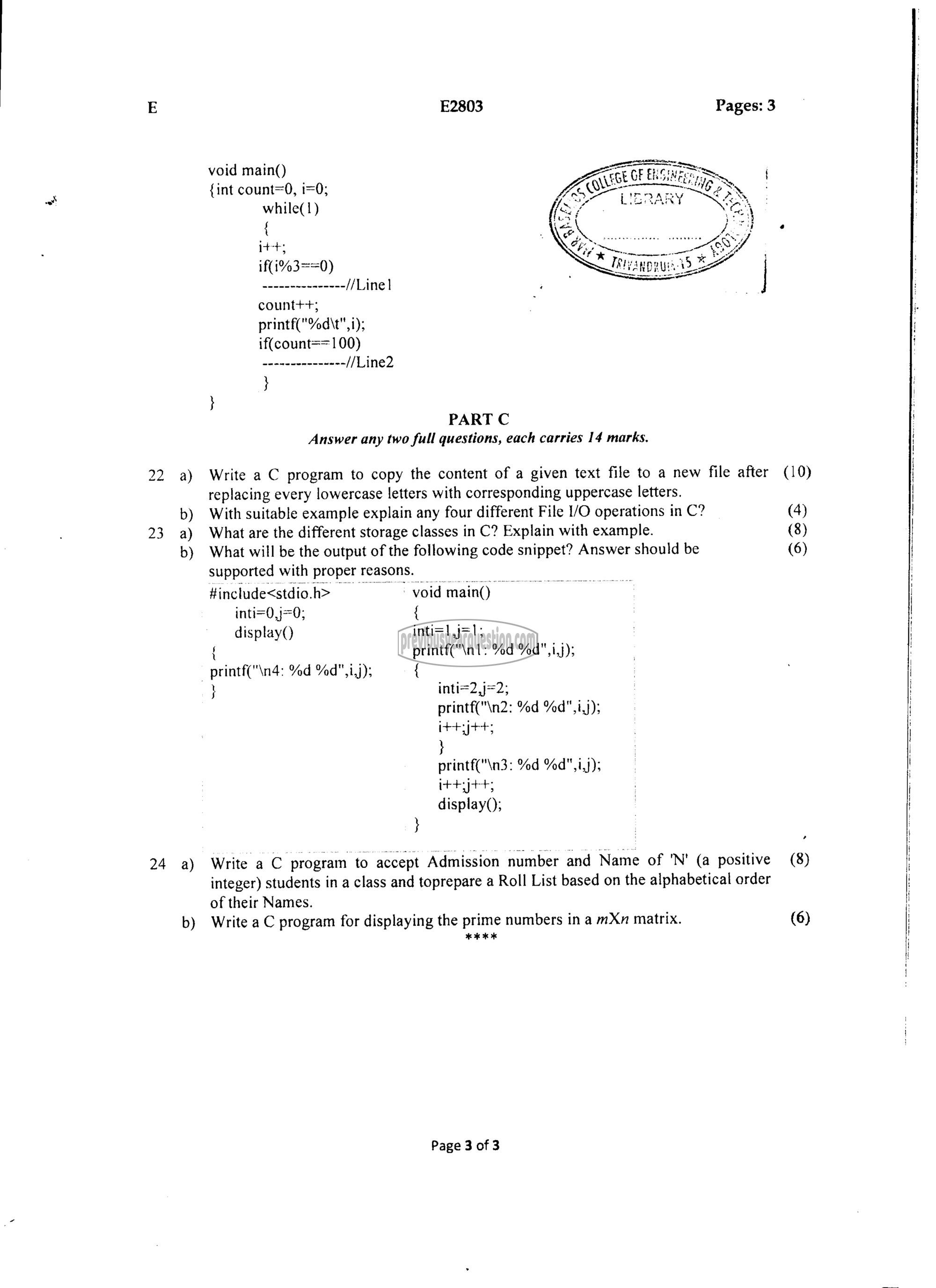 Question Paper - Computer Programming-3