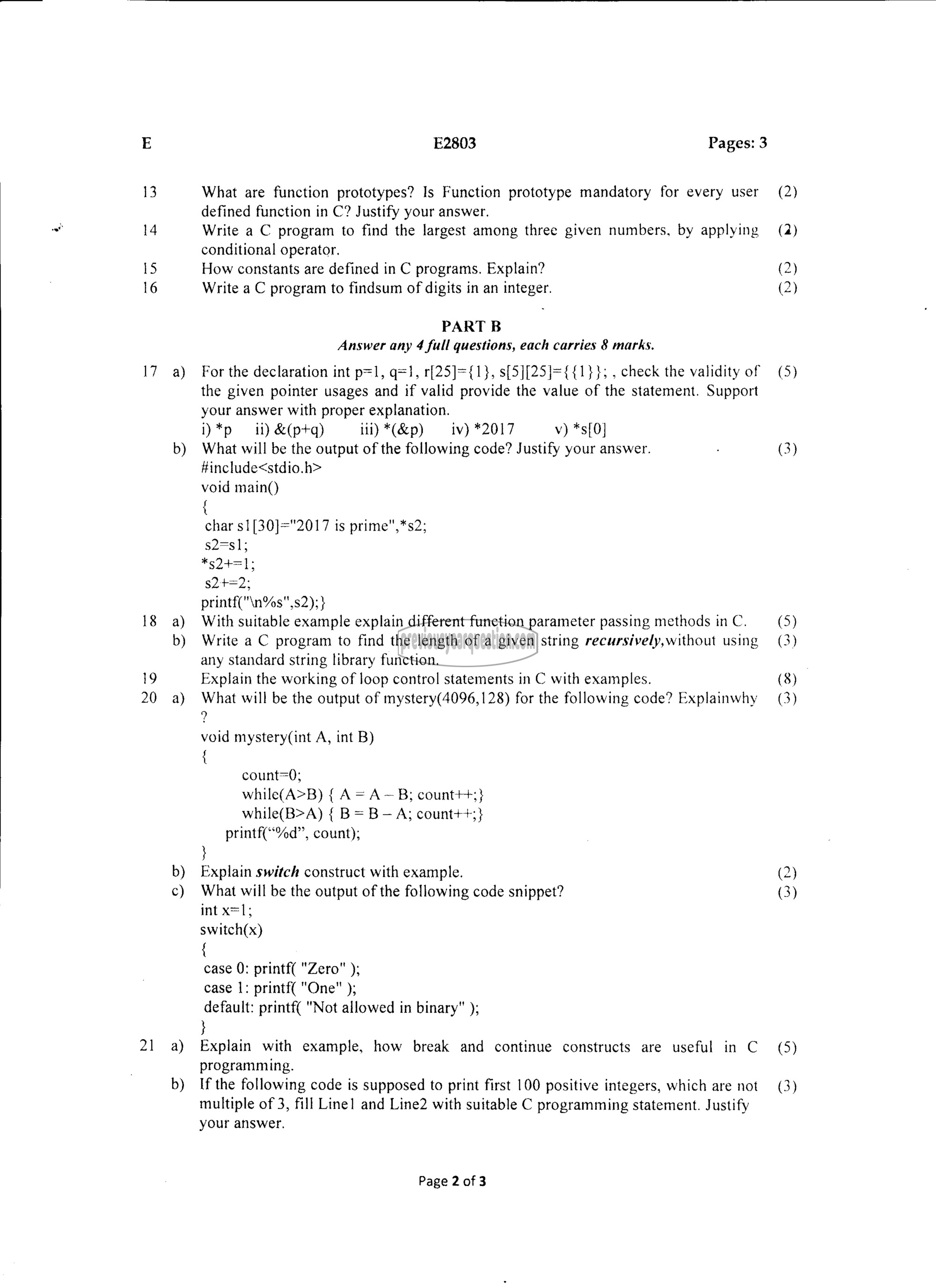 Question Paper - Computer Programming-2