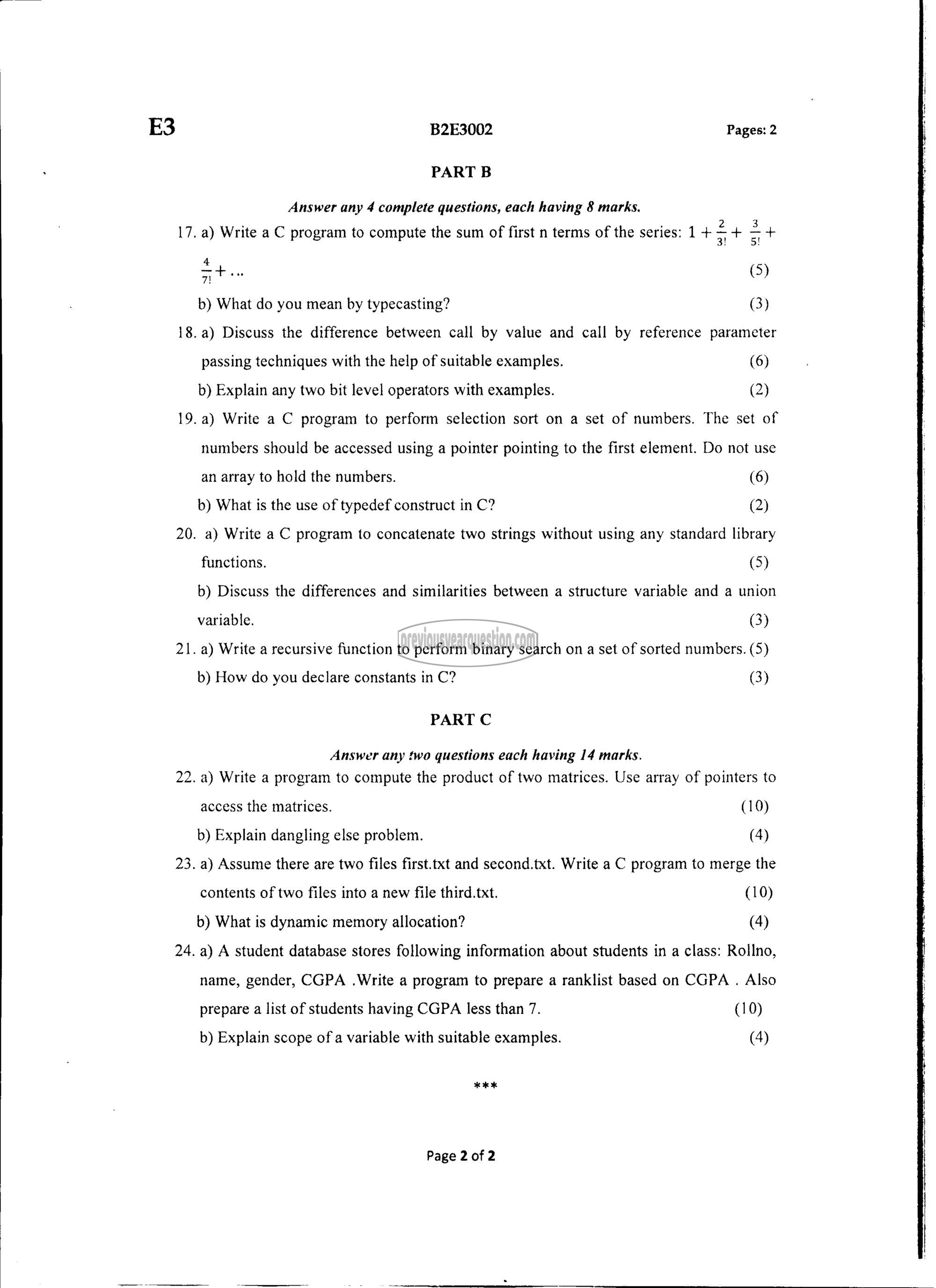 Question Paper - Computer Programming-2