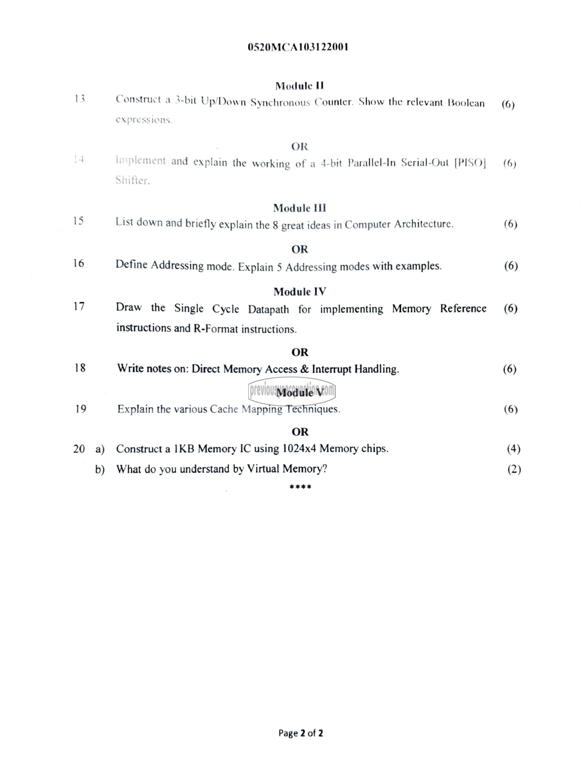 Question Paper - Digital Fundamentals & Computer Architecture-2