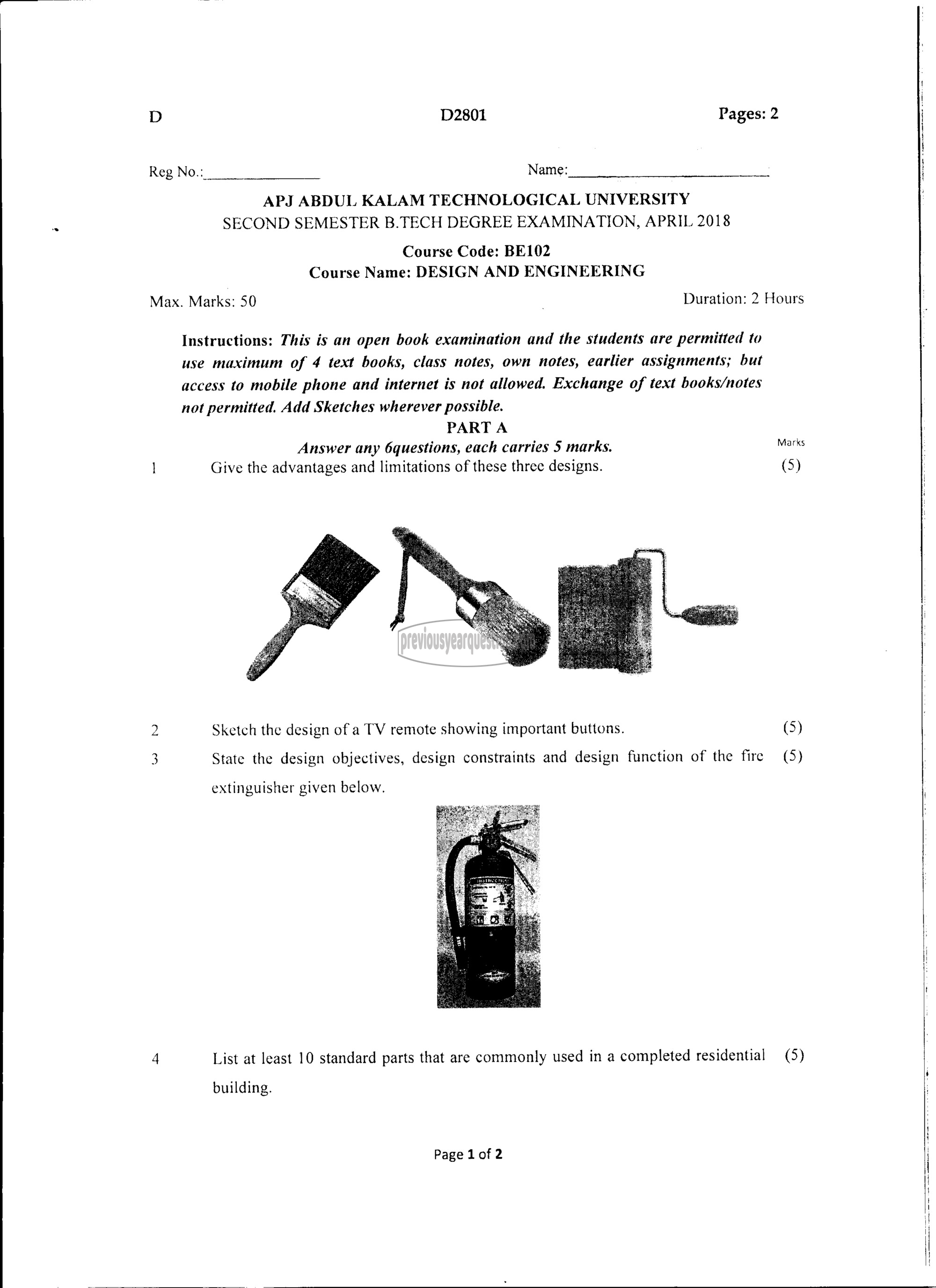 Question Paper - DESIGN AND ENGINEERING-1