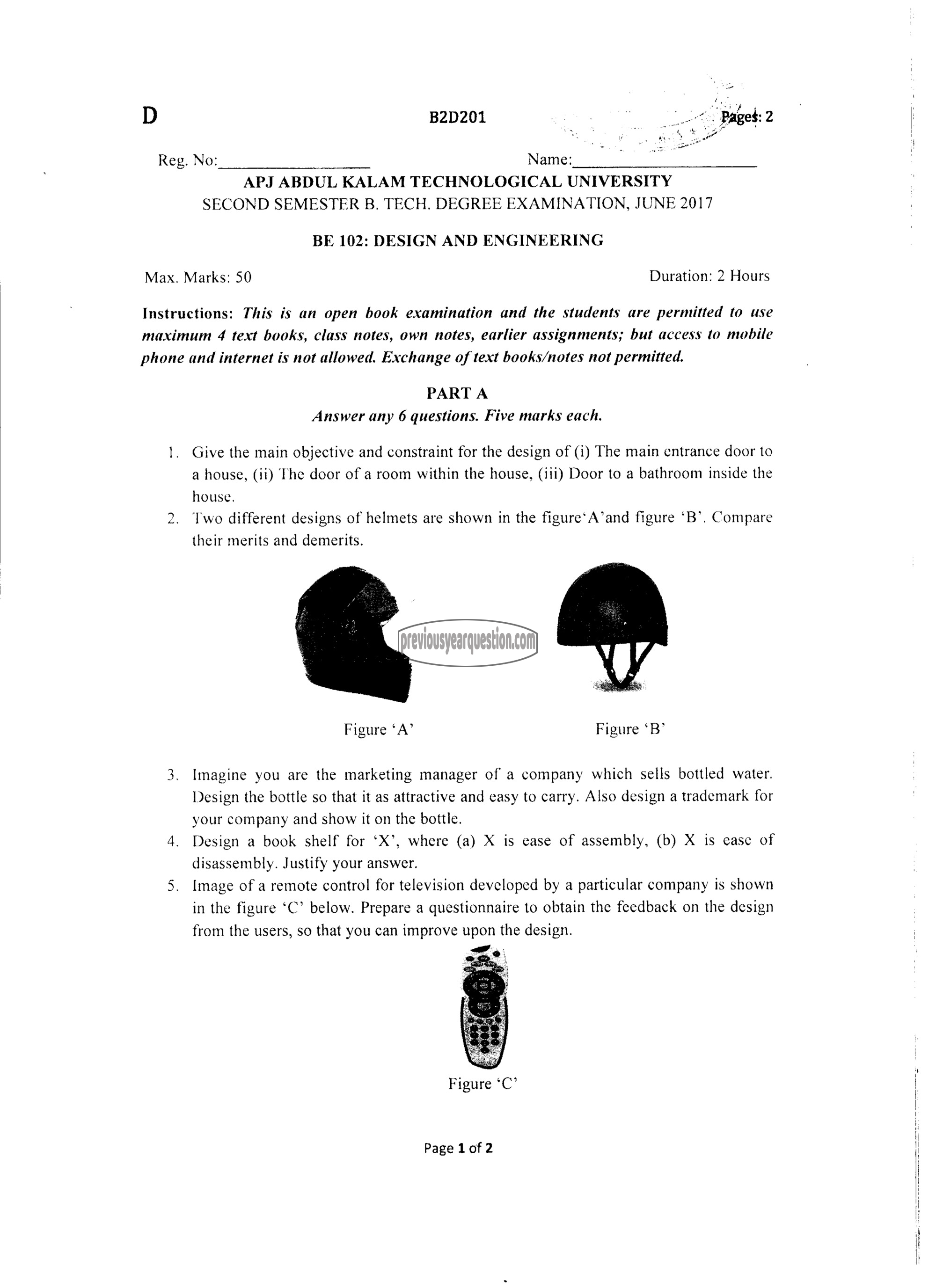 Question Paper - DESIGN AND ENGINEERING-1