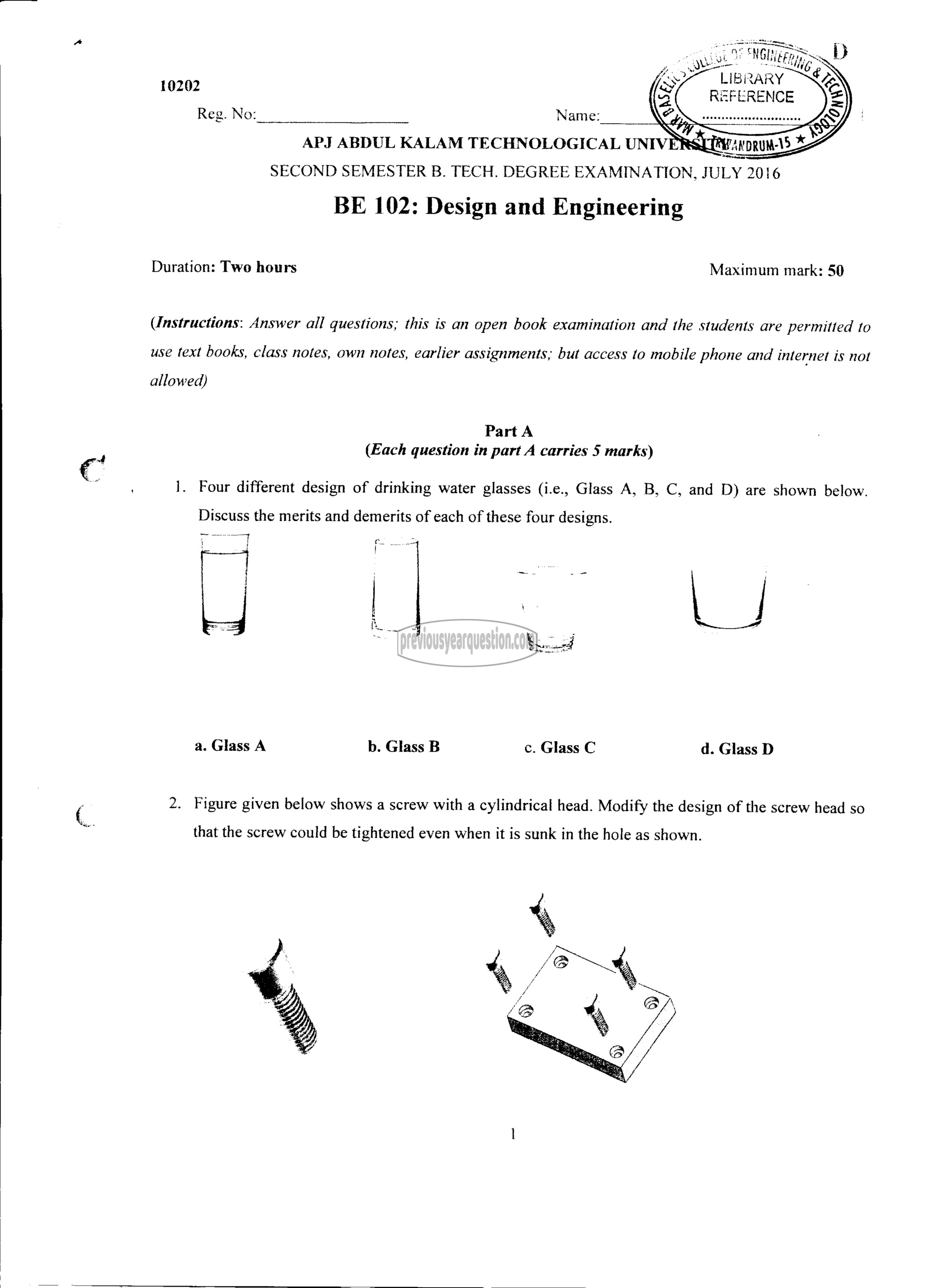 Question Paper - DESIGN AND ENGINEERING-1