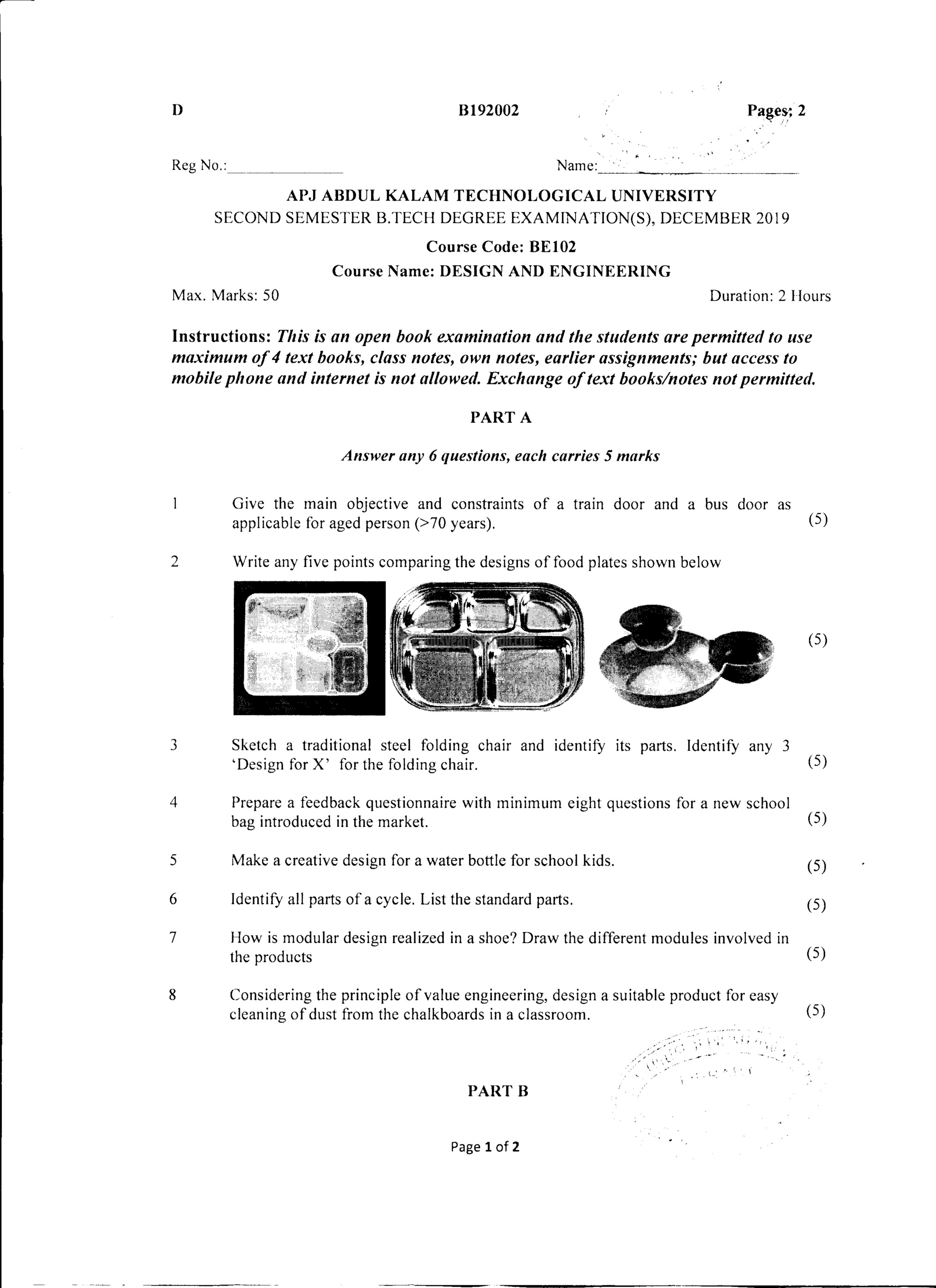 Question Paper - DESIGN AND ENGINEERING-1