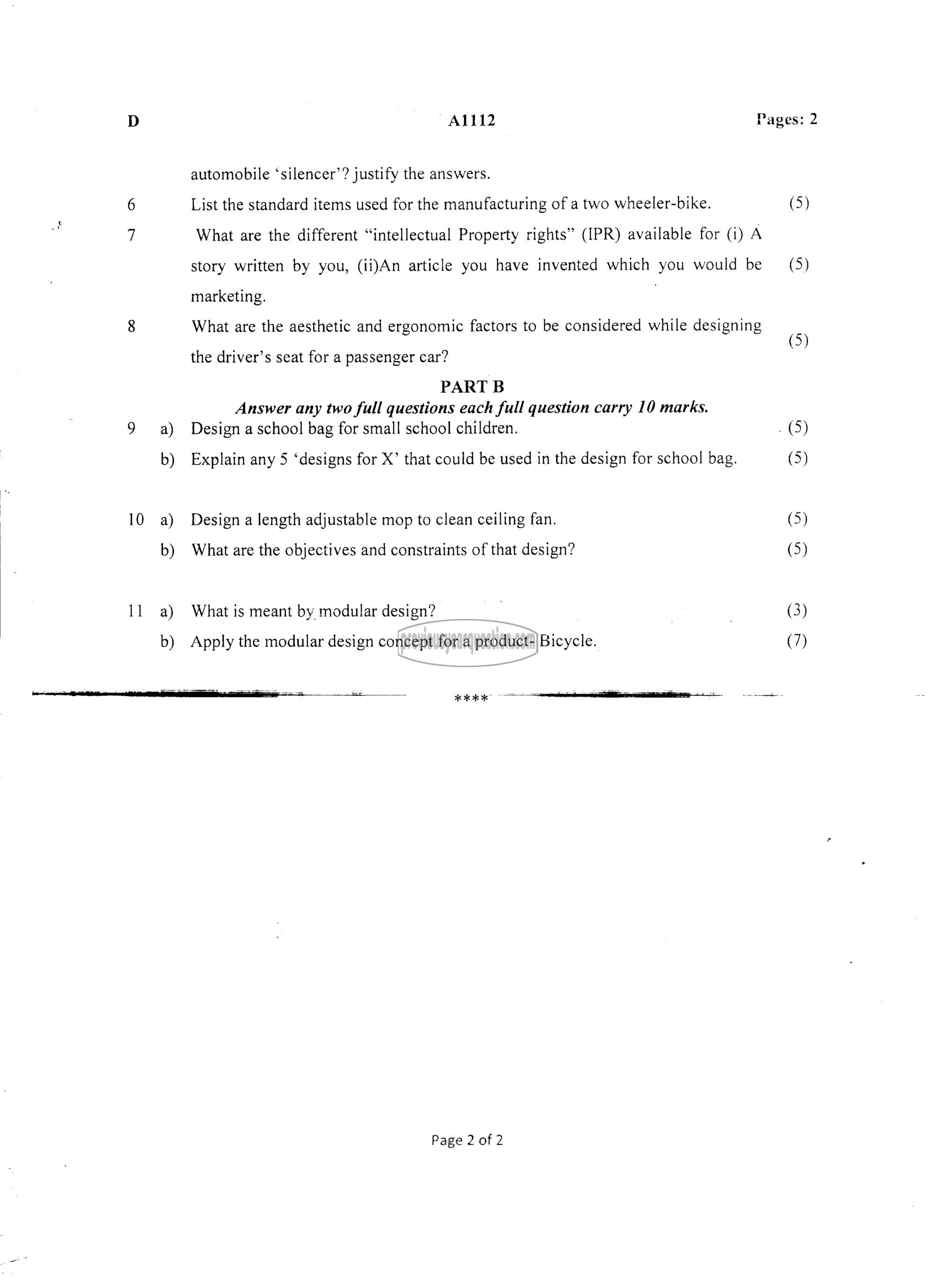 Question Paper - DESIGN AND ENGINEERING-2