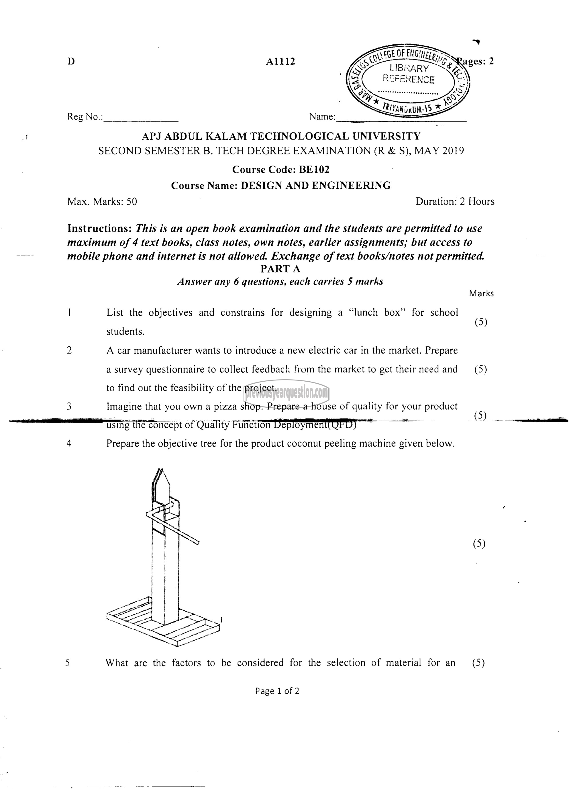 Question Paper - DESIGN AND ENGINEERING-1