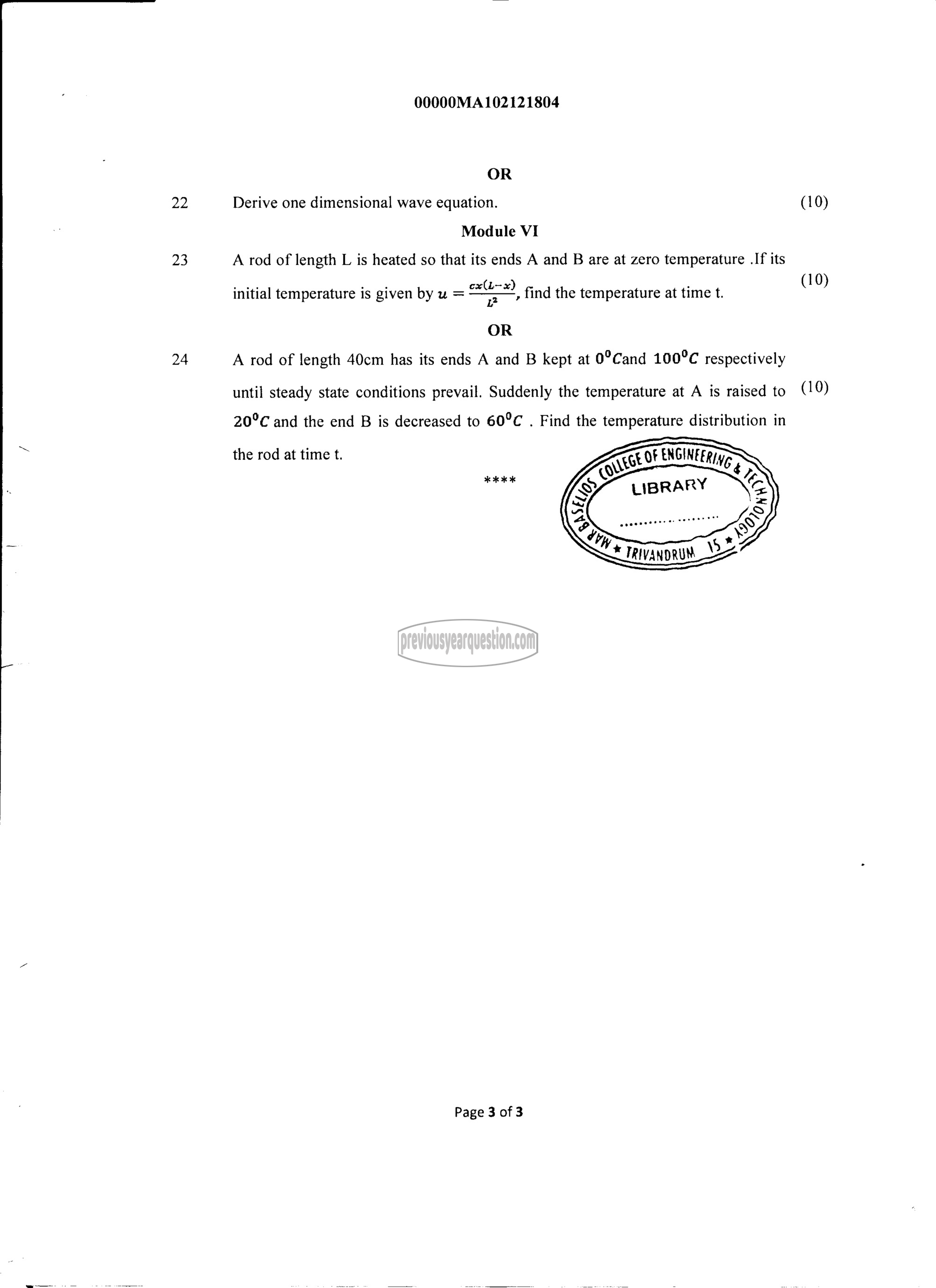 Question Paper - DIFFERENTIAL EQUATIONS-3