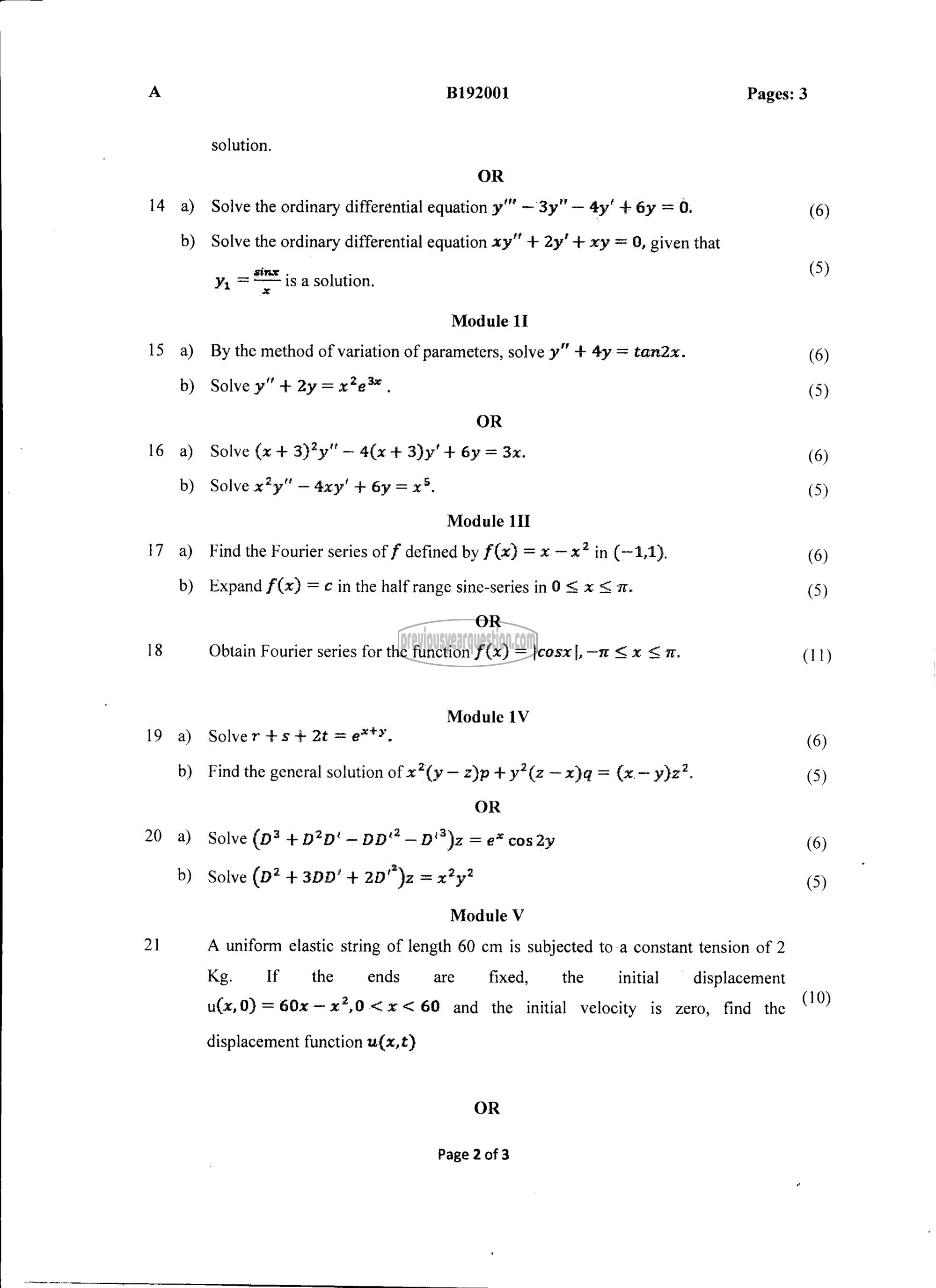 Question Paper - DIFFERENTIAL EQUATIONS-2