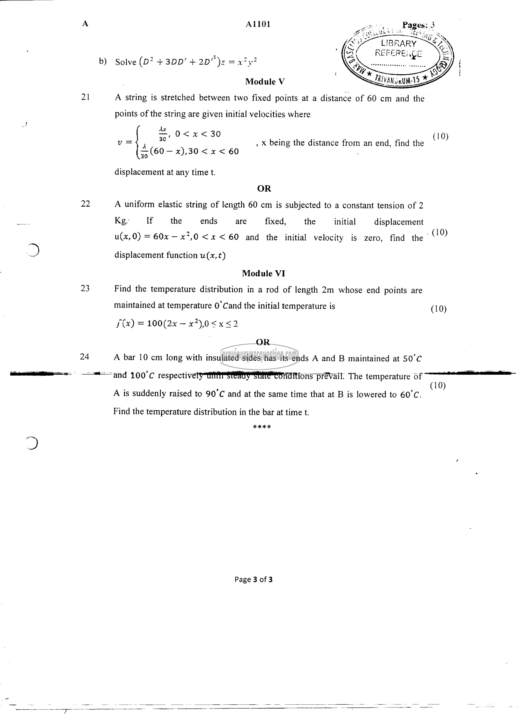 Question Paper - DIFFERENTIAL EQUATIONS-3