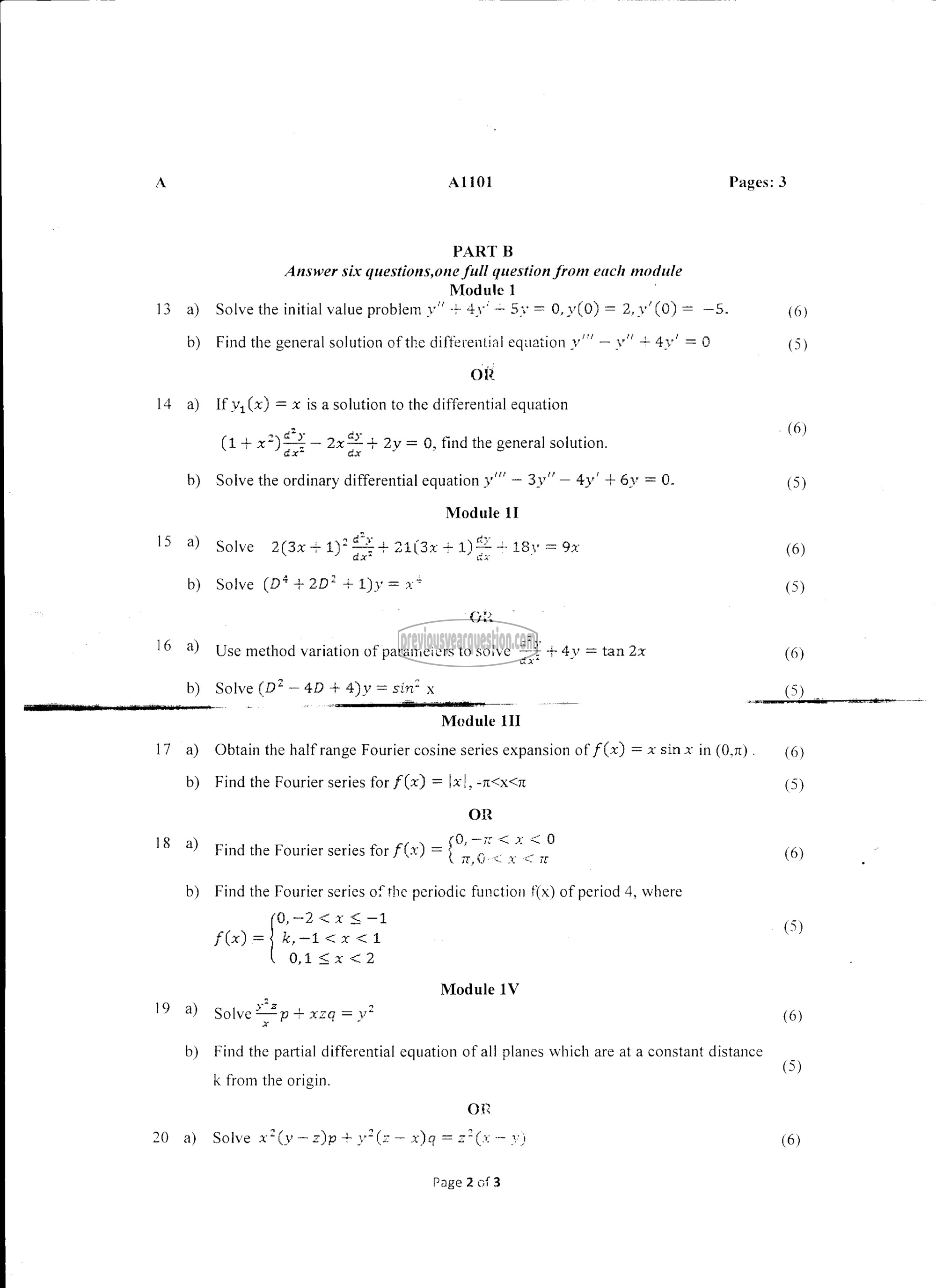 Question Paper - DIFFERENTIAL EQUATIONS-2