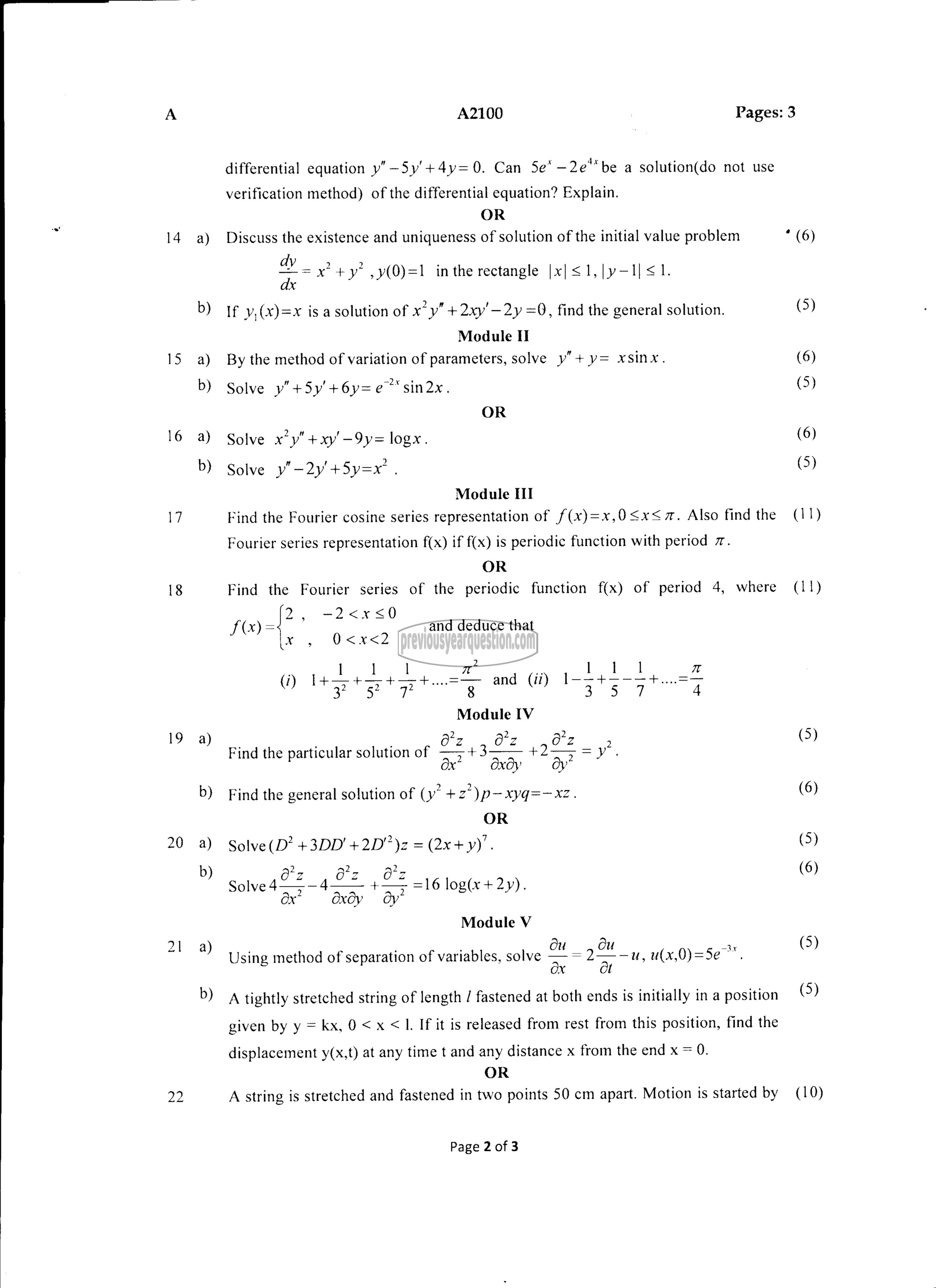 Question Paper - DIFFERENTIAL EQUATIONS-2