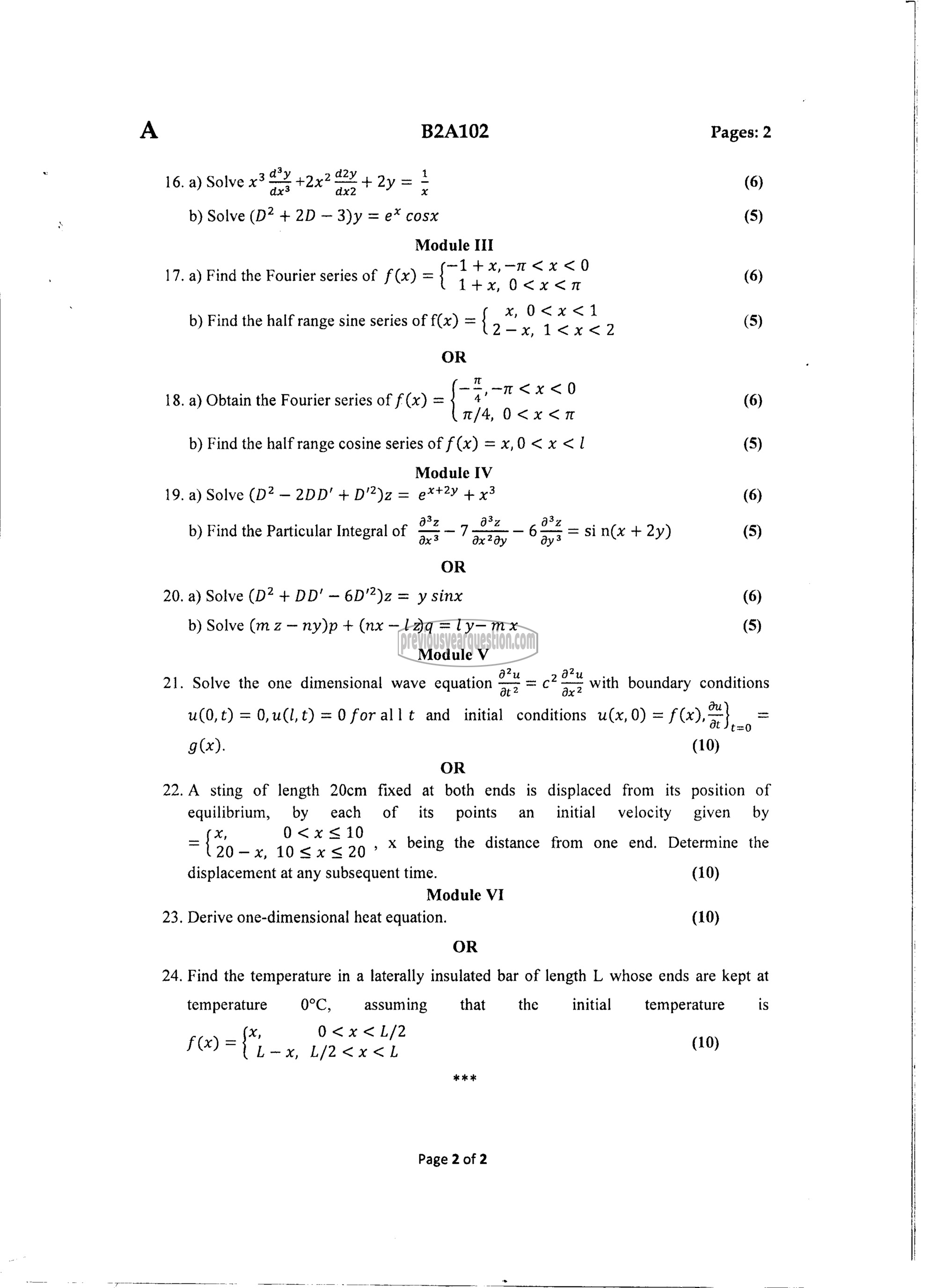 Question Paper - DIFFERENTIAL EQUATIONS-2