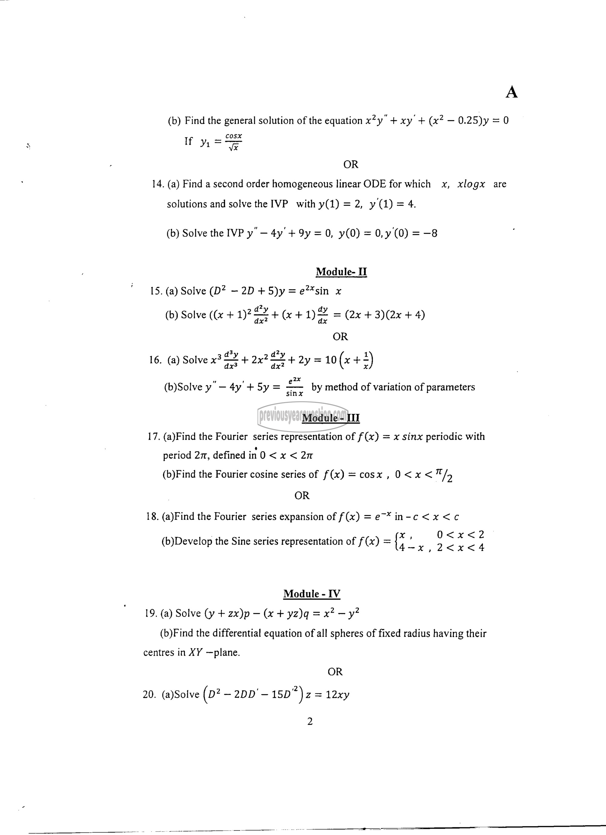 Question Paper - DIFFERENTIAL EQUATIONS-2