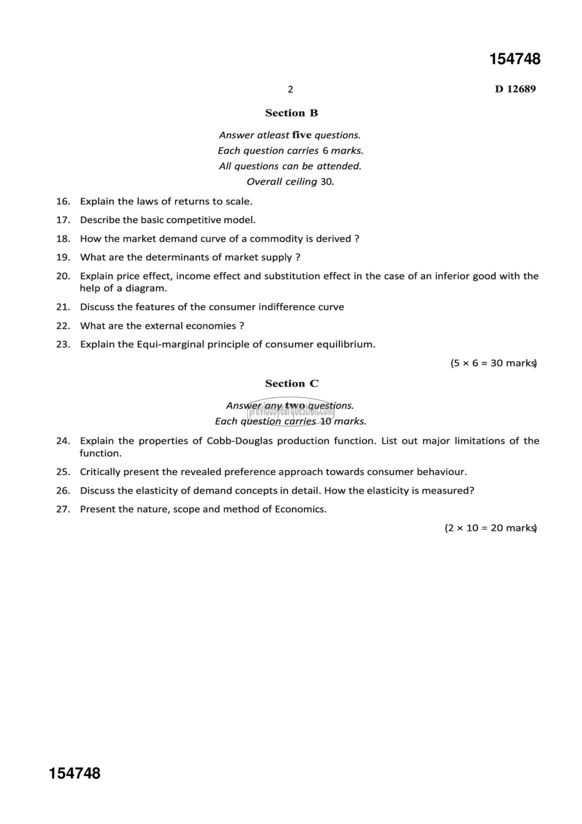 Question Paper - Microeconomics I-2