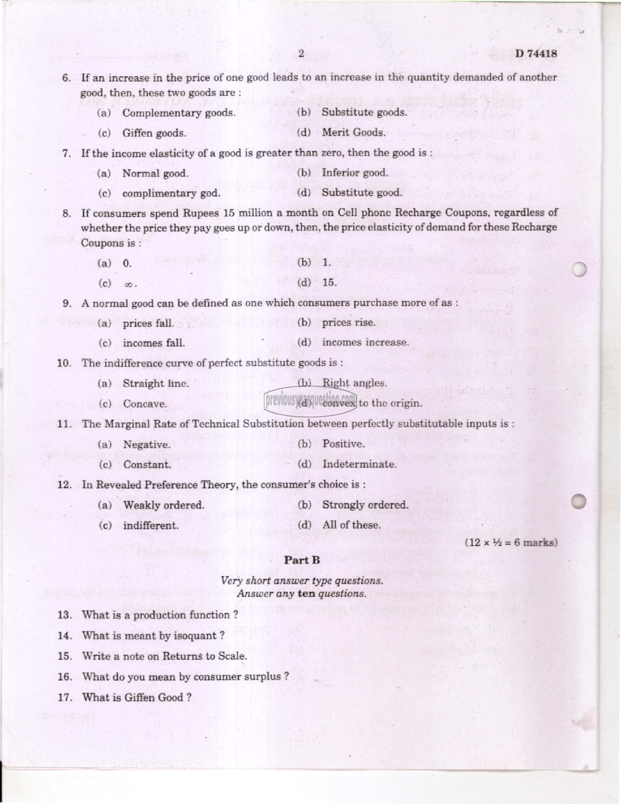 Question Paper - Microeconomics I-2