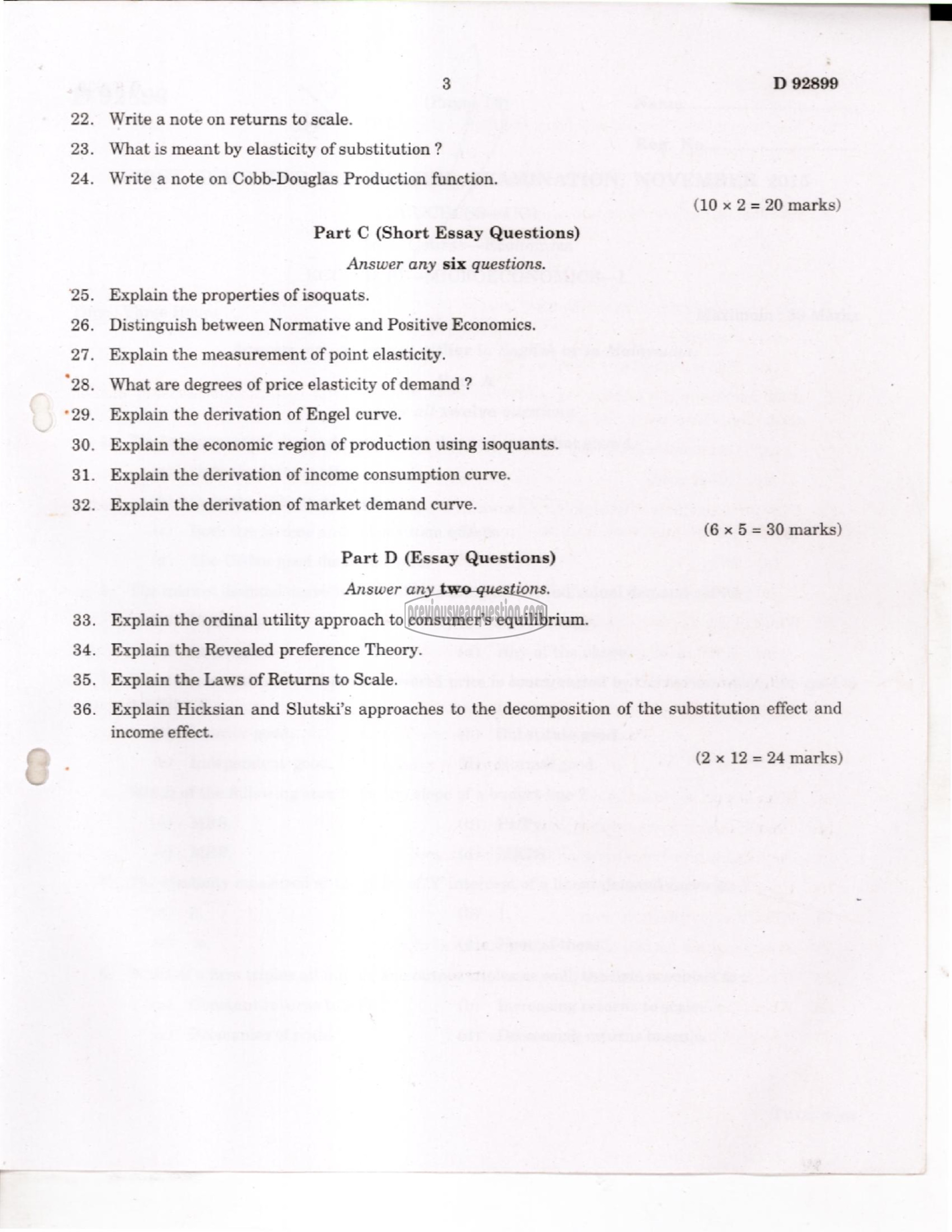 Question Paper - Microeconomics I-3