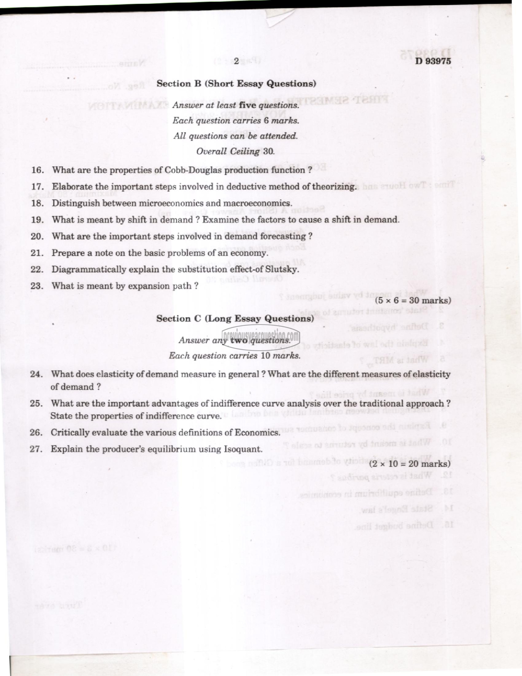 Question Paper - Microeconomics I-2