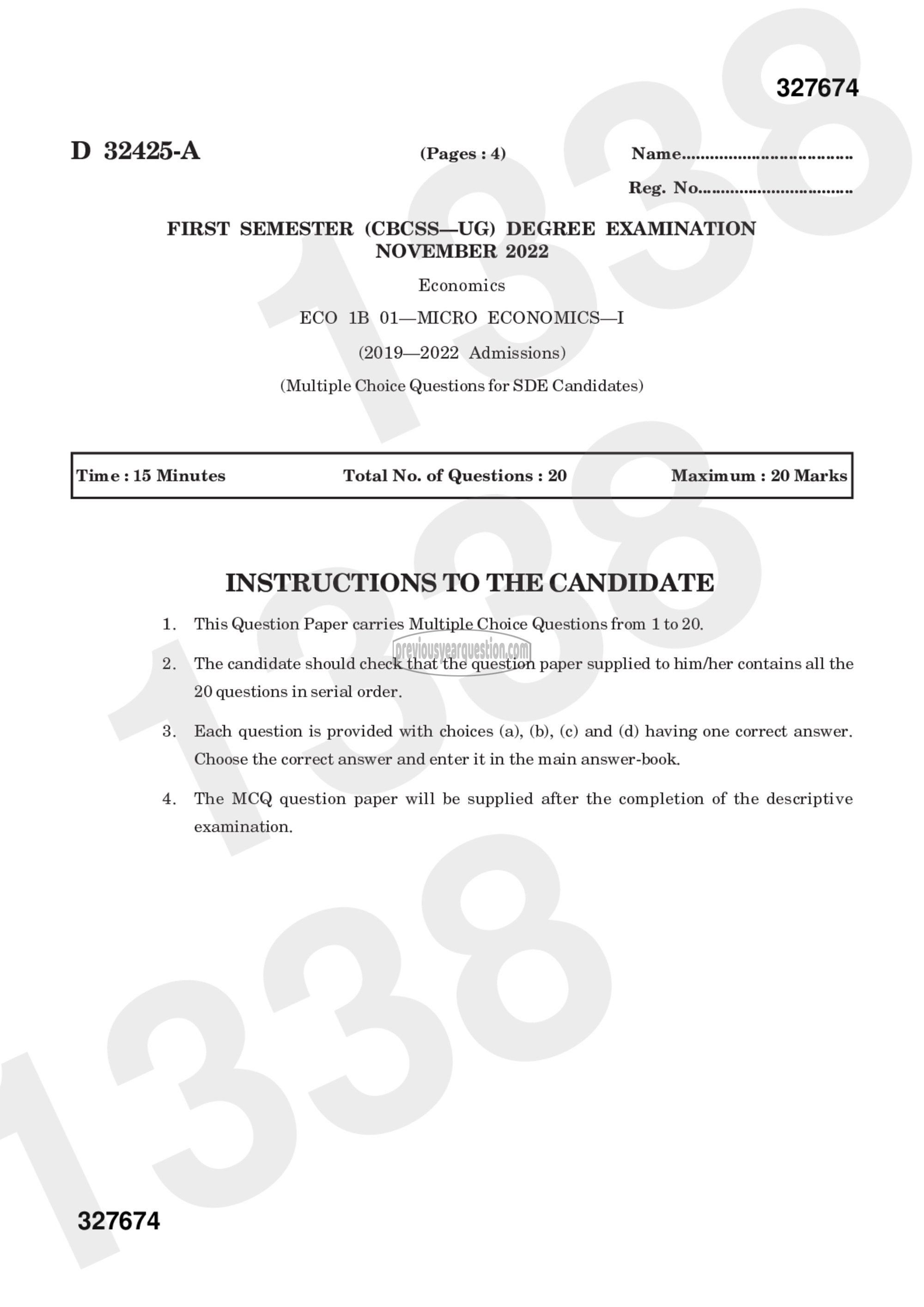 Question Paper - Microeconomics I-3