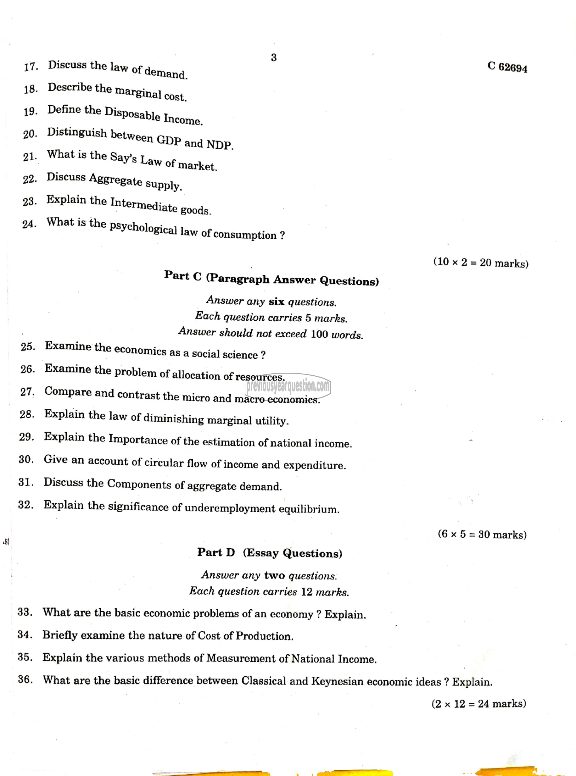 Question Paper - Microeconomic Theory and Policy–I-3