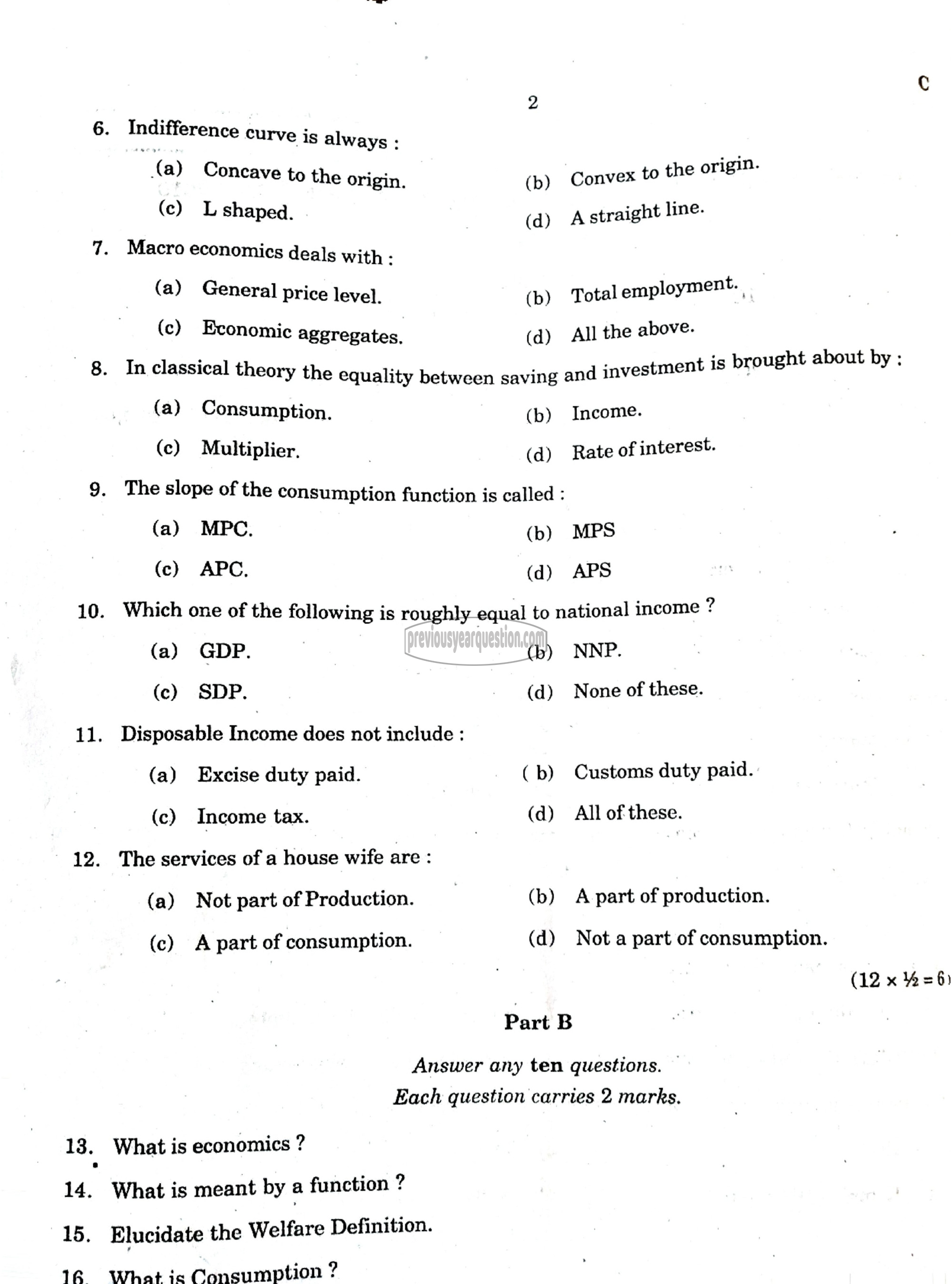 Question Paper - Microeconomic Theory and Policy–I-2