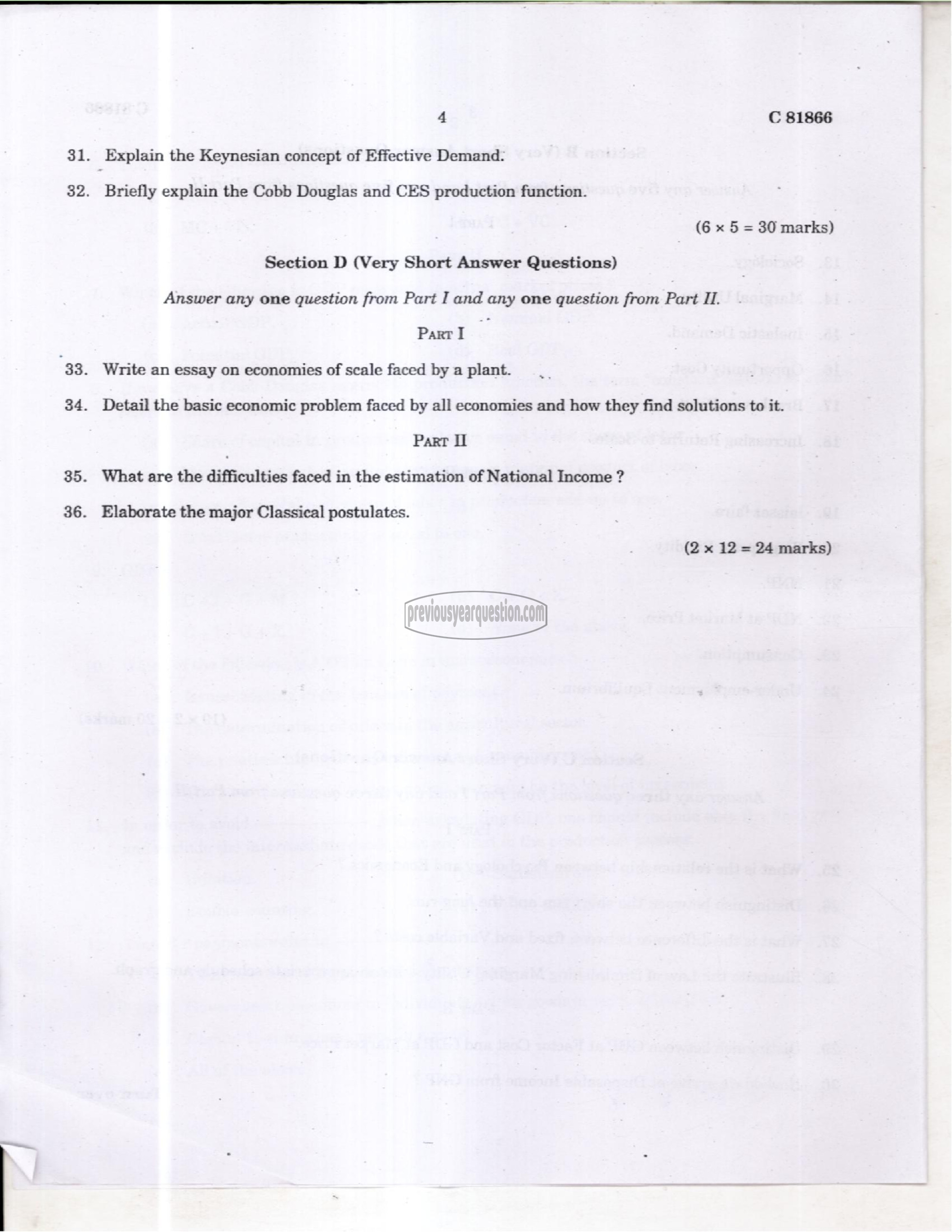 Question Paper - Microeconomic Theory and Policy–I-4