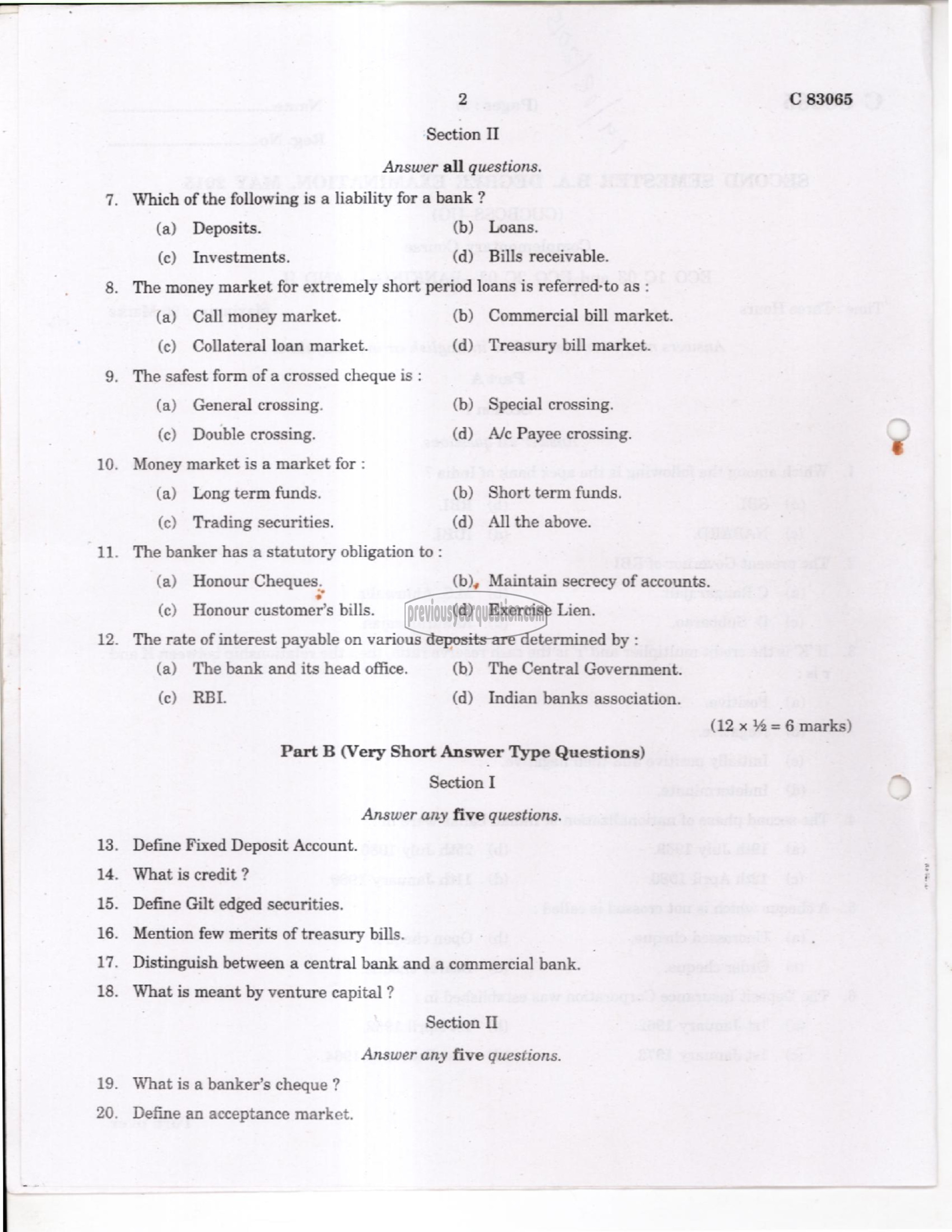 Question Paper - Mathematics for Economics-2