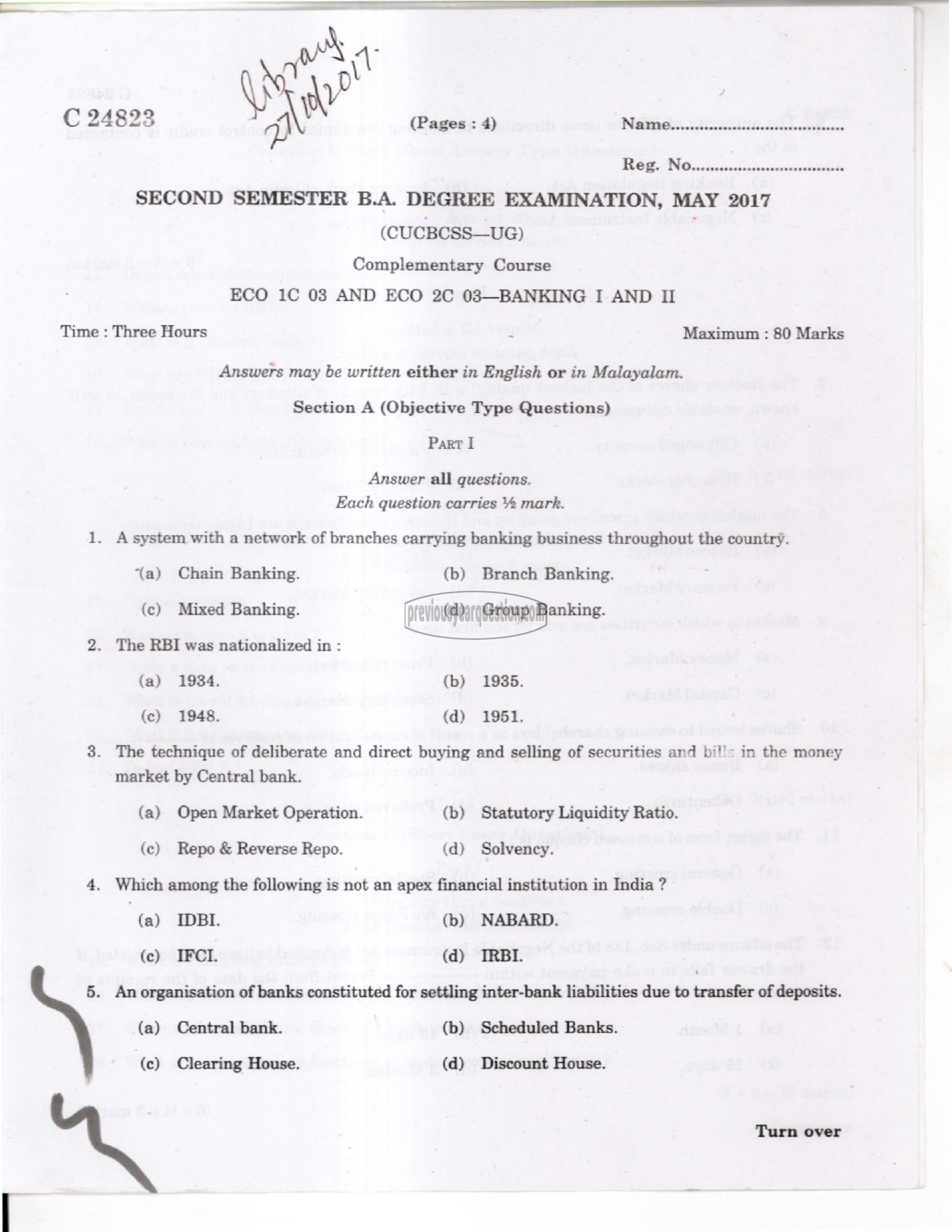 Question Paper - Mathematics for Economics-1