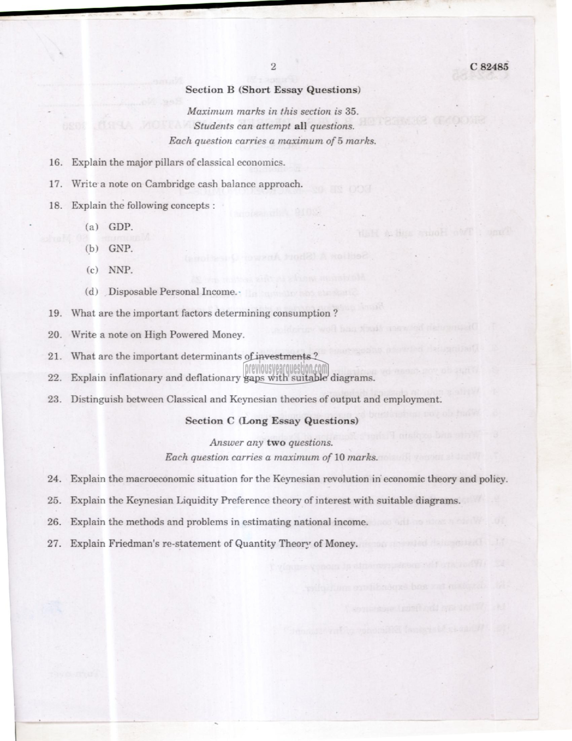 Question Paper - Macroeconomics I-2