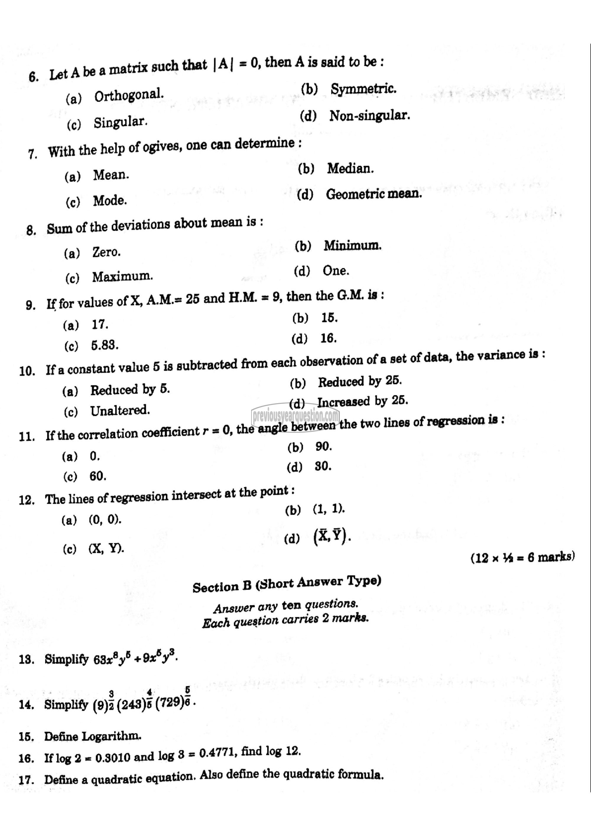 Question Paper - Quantitative Methods for Economic Analysis I-2