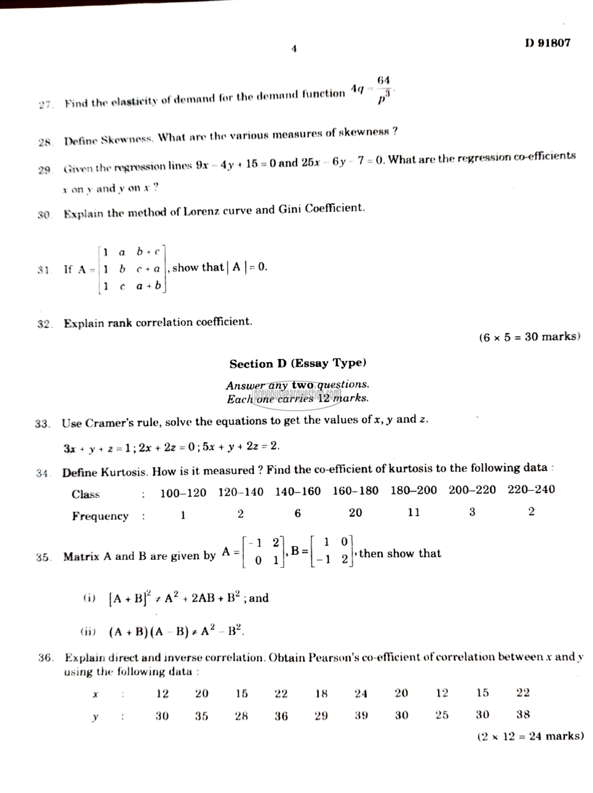 Question Paper - Quantitative Methods for Economic Analysis I-4