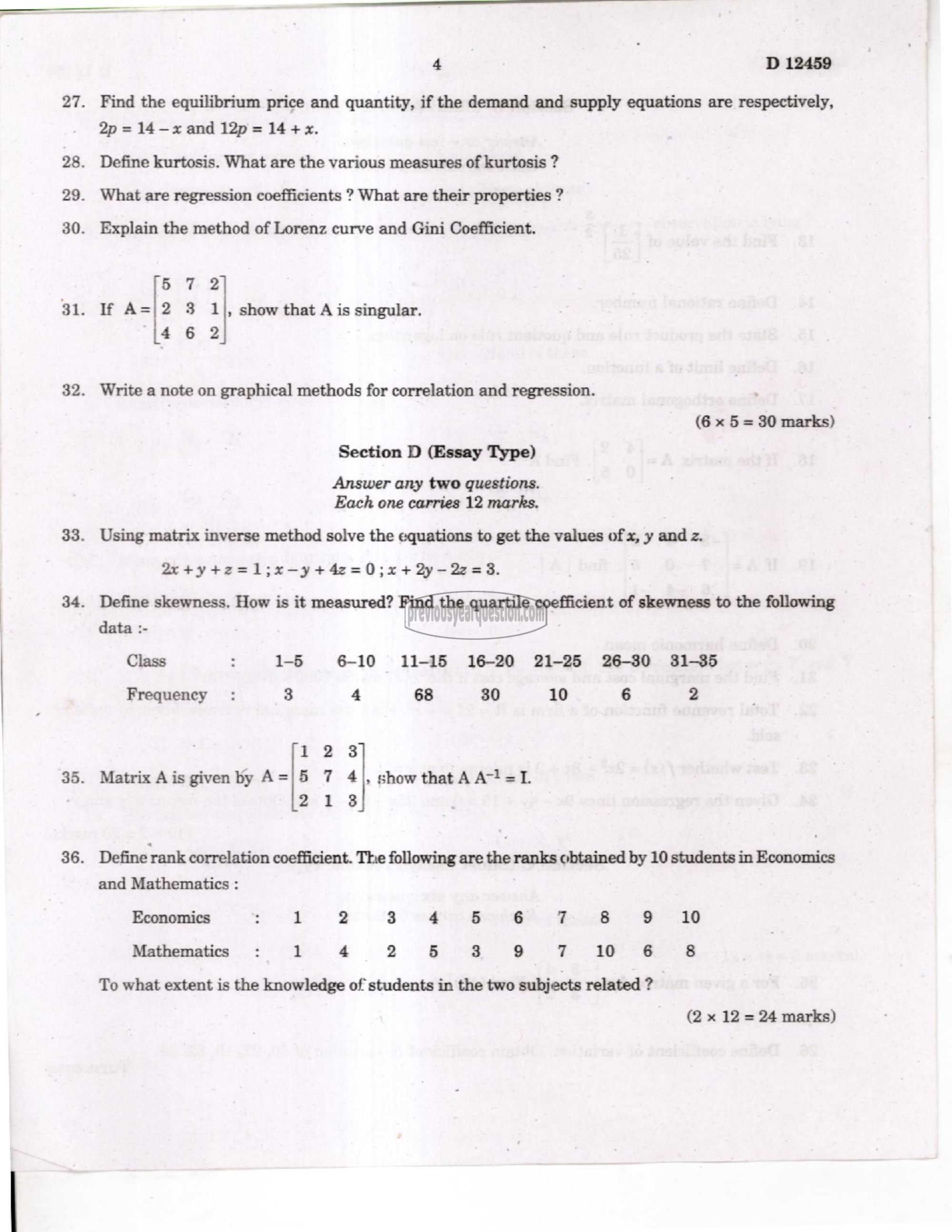 Question Paper - Quantitative Methods for Economic Analysis I-4