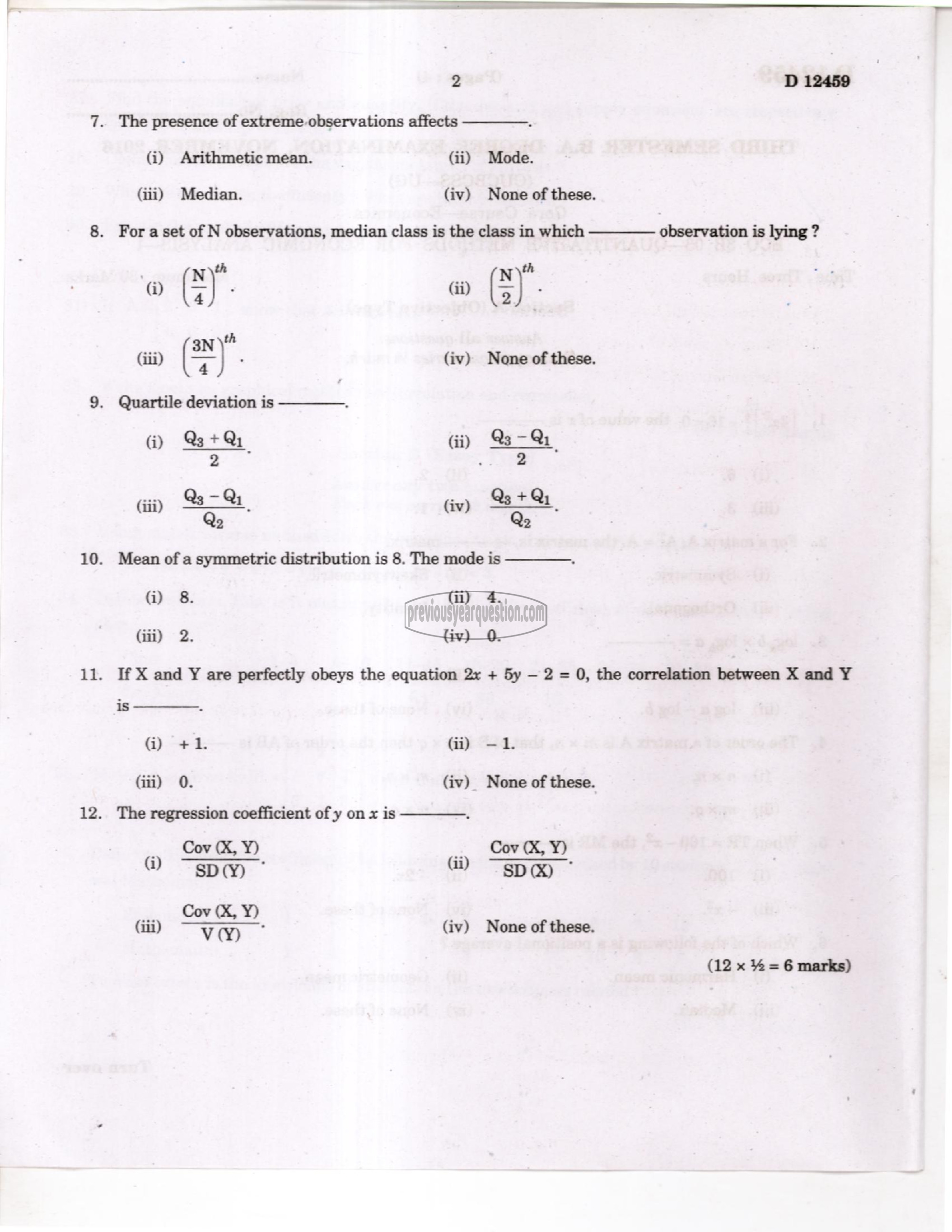 Question Paper - Quantitative Methods for Economic Analysis I-2