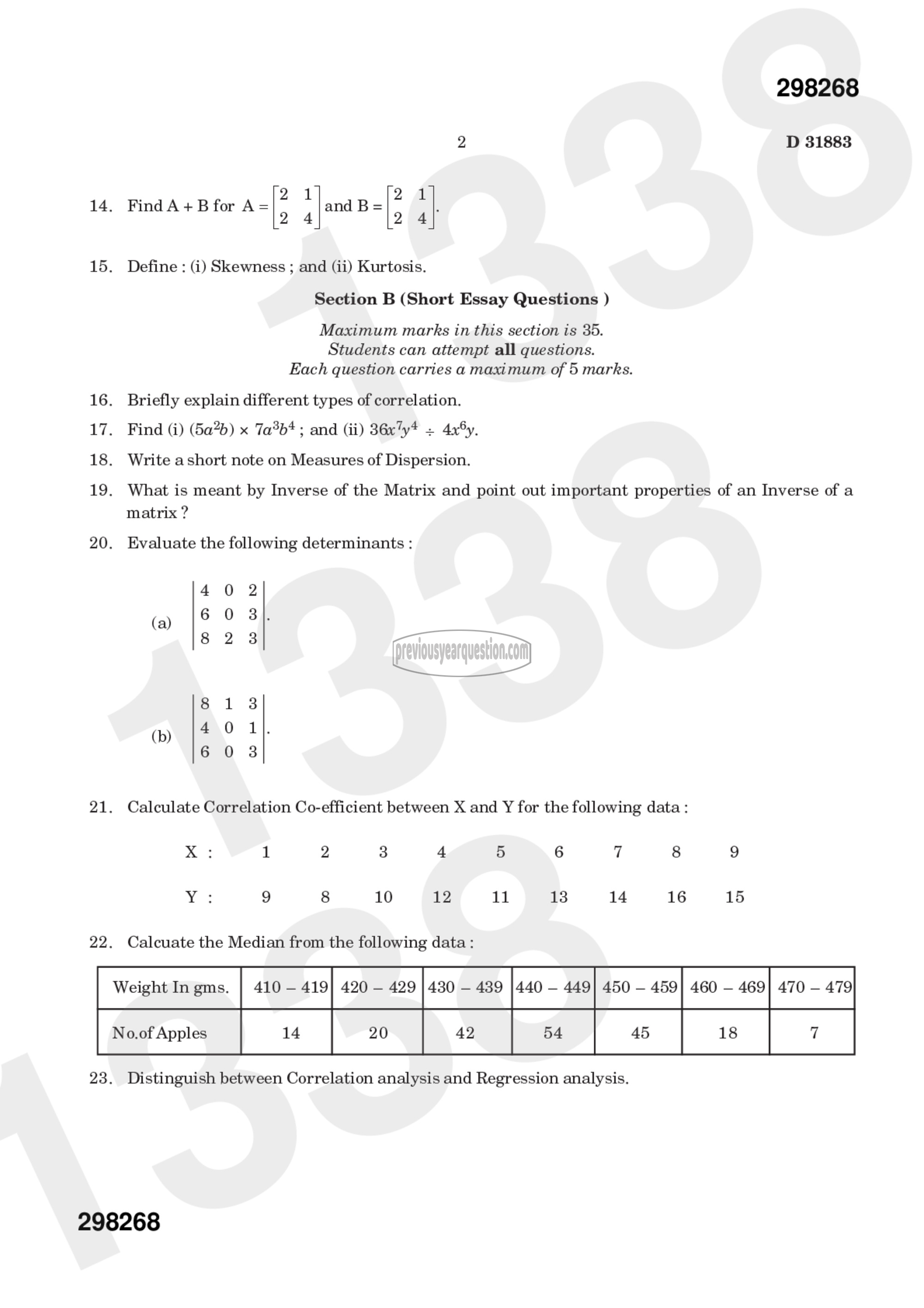 Question Paper - Quantitative Methods for Economic Analysis I-2