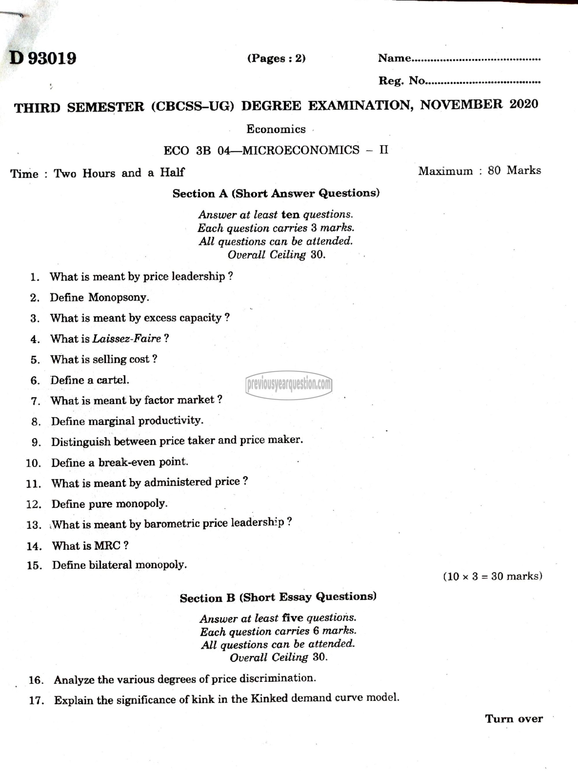 Question Paper - Microeconomics II-1