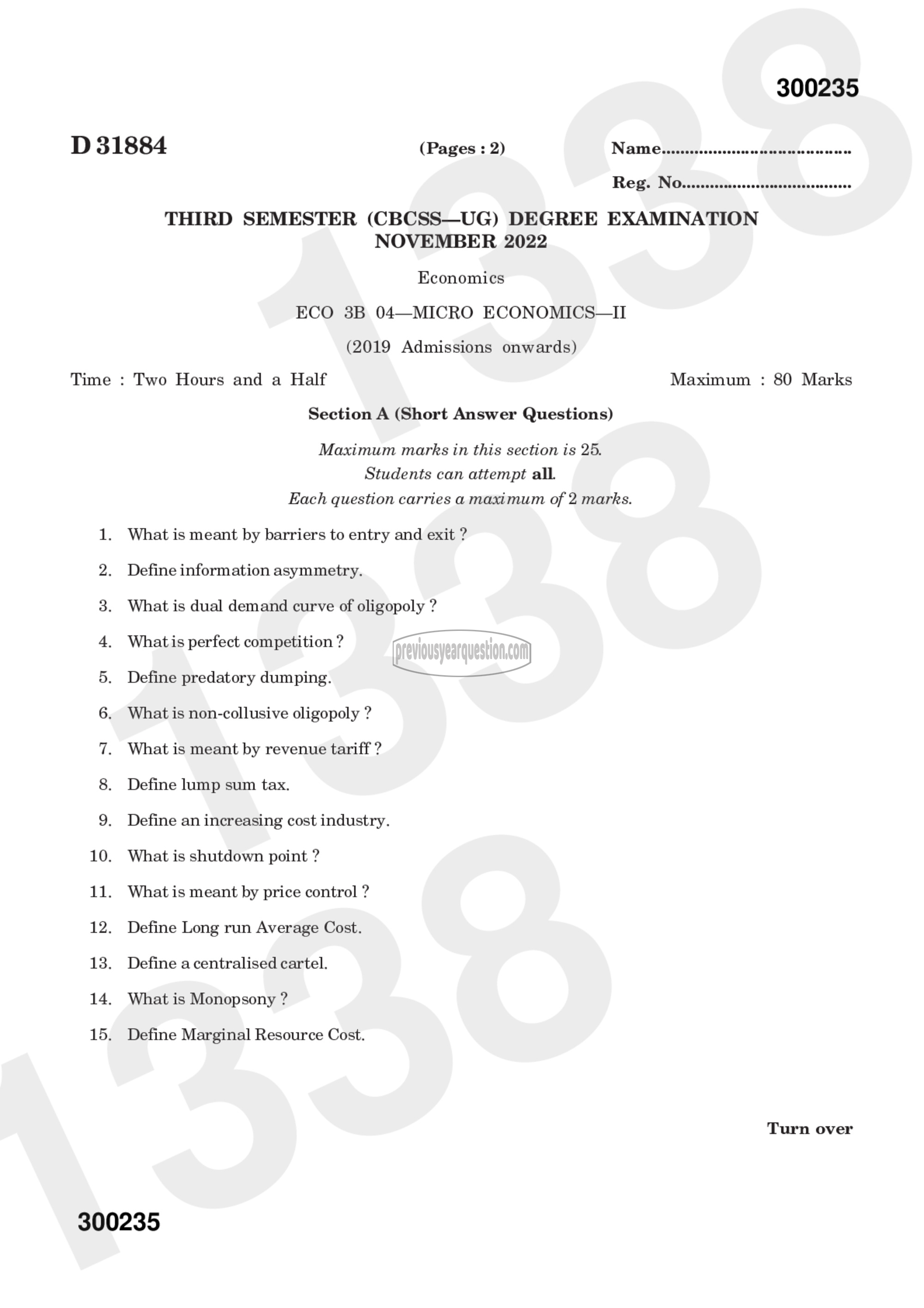 Question Paper - Microeconomics II-1