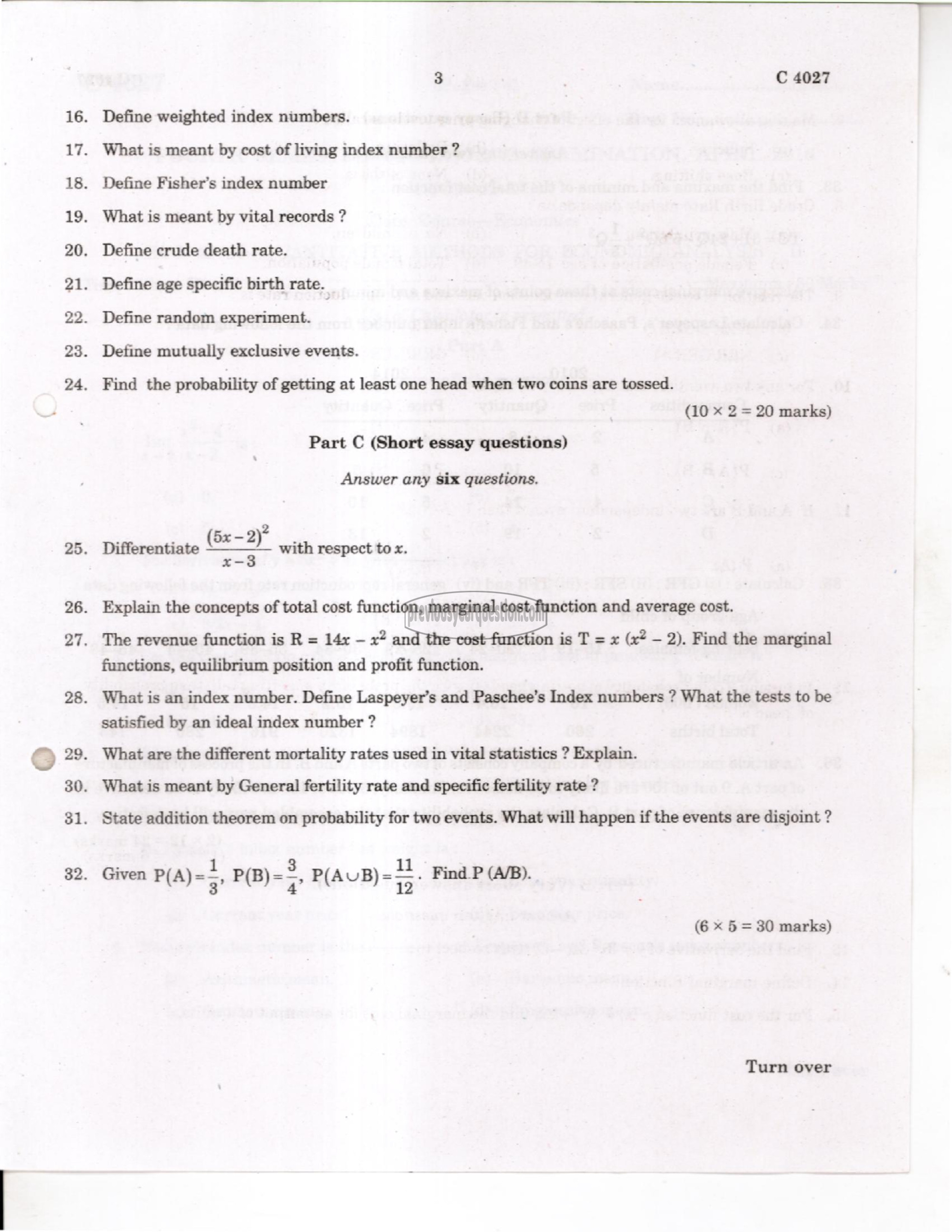 Question Paper - Quantitative Methods for Economic Analysis II-3