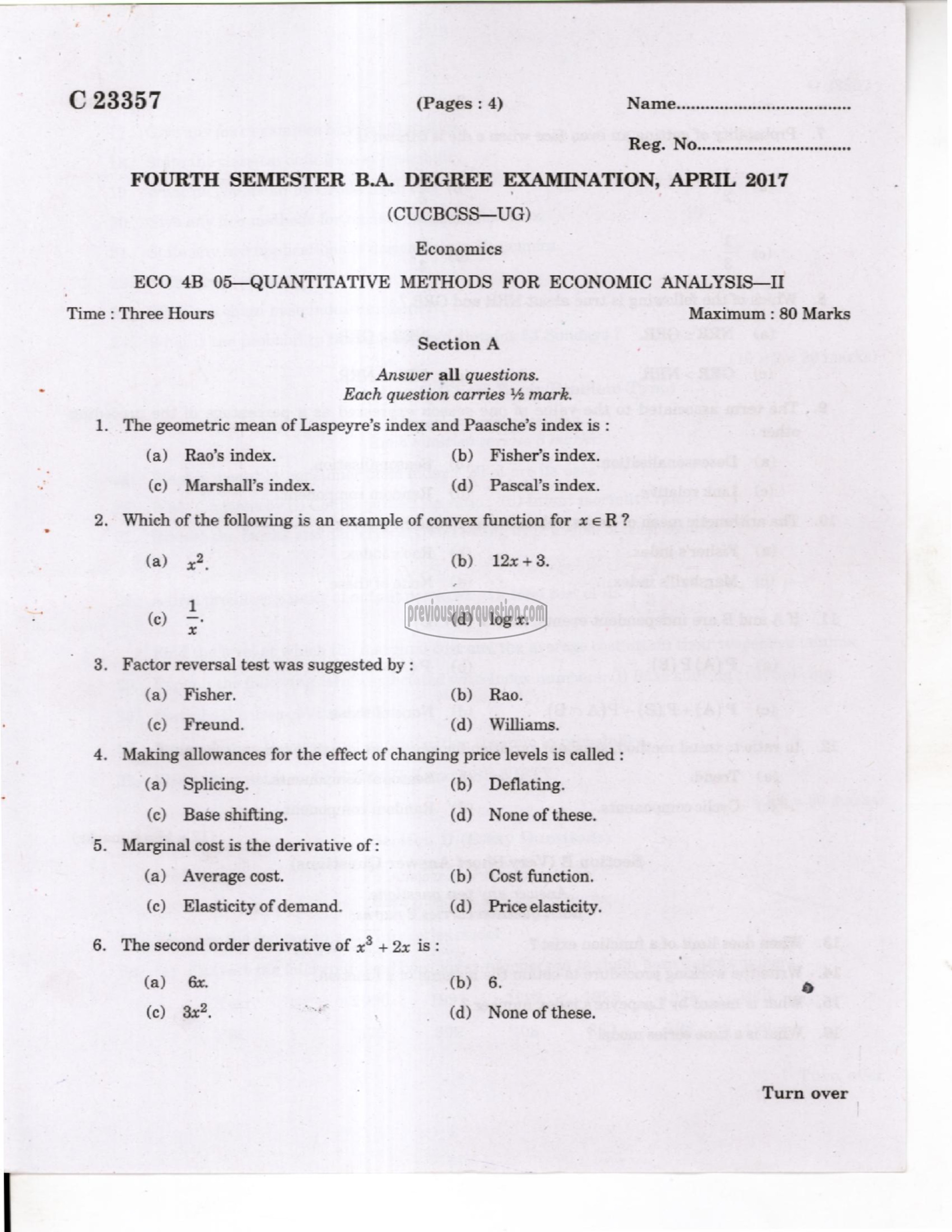 Question Paper - Quantitative Methods for Economic Analysis II-1