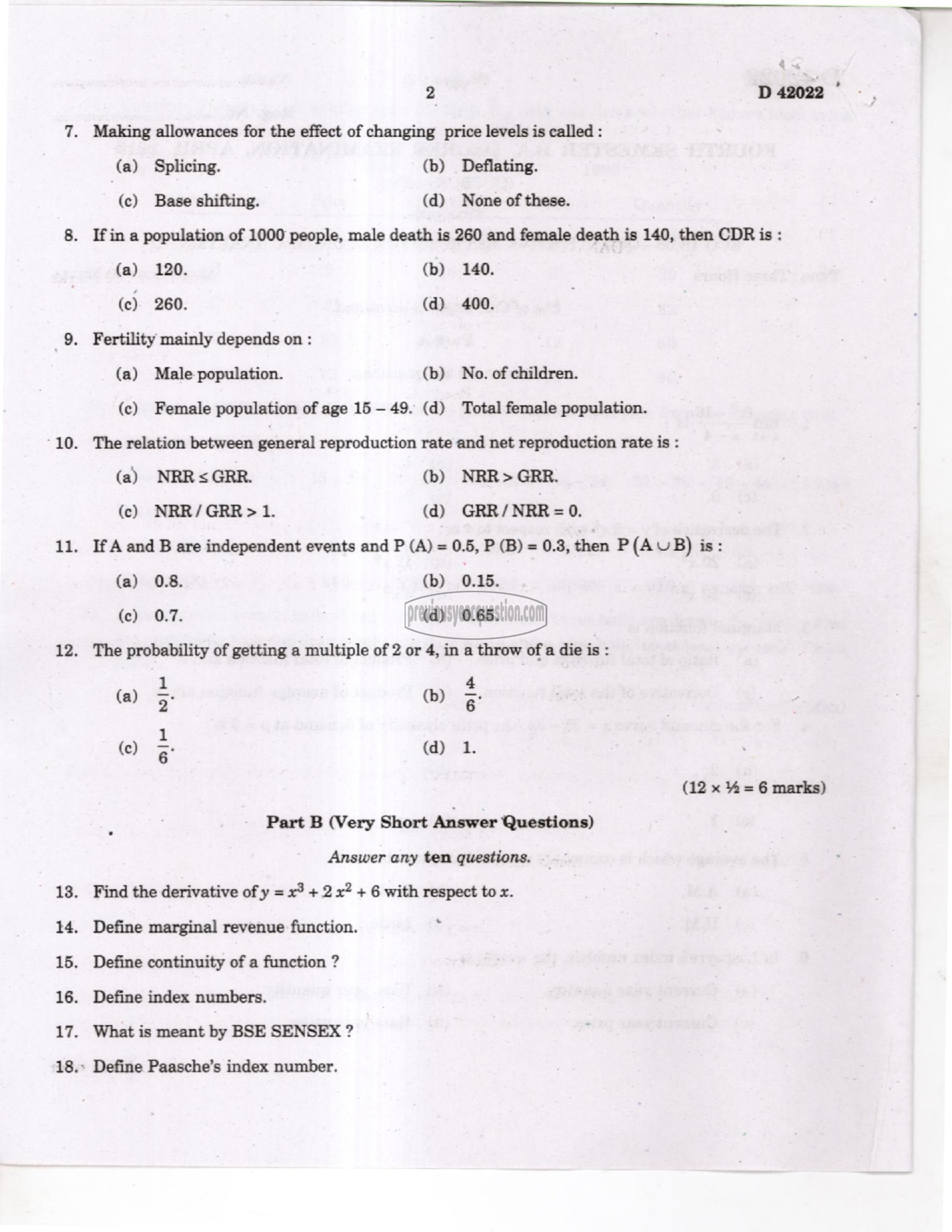 Question Paper - Quantitative Methods for Economic Analysis II-2