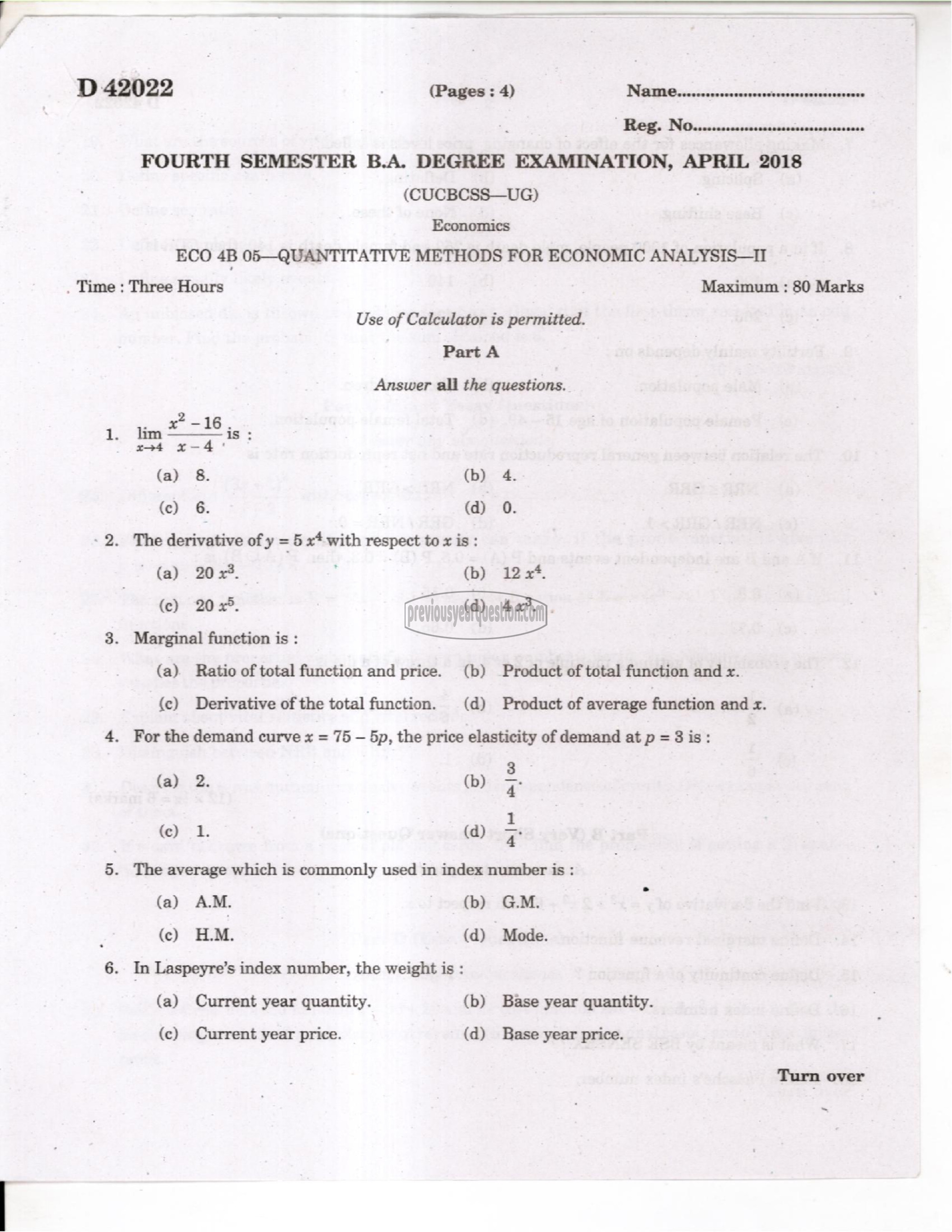 Question Paper - Quantitative Methods for Economic Analysis II-1