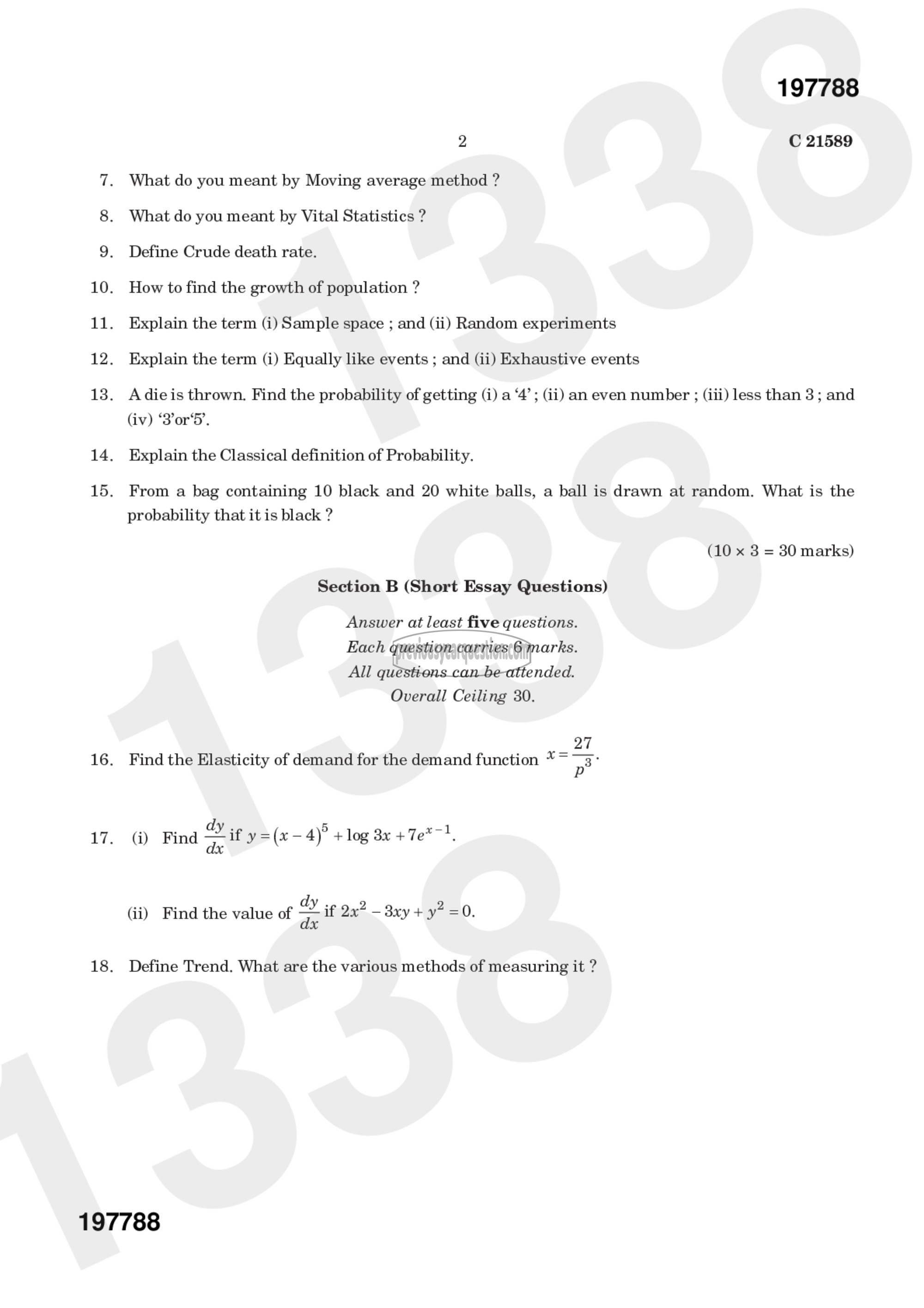 Question Paper - Quantitative Methods for Economic Analysis II-2